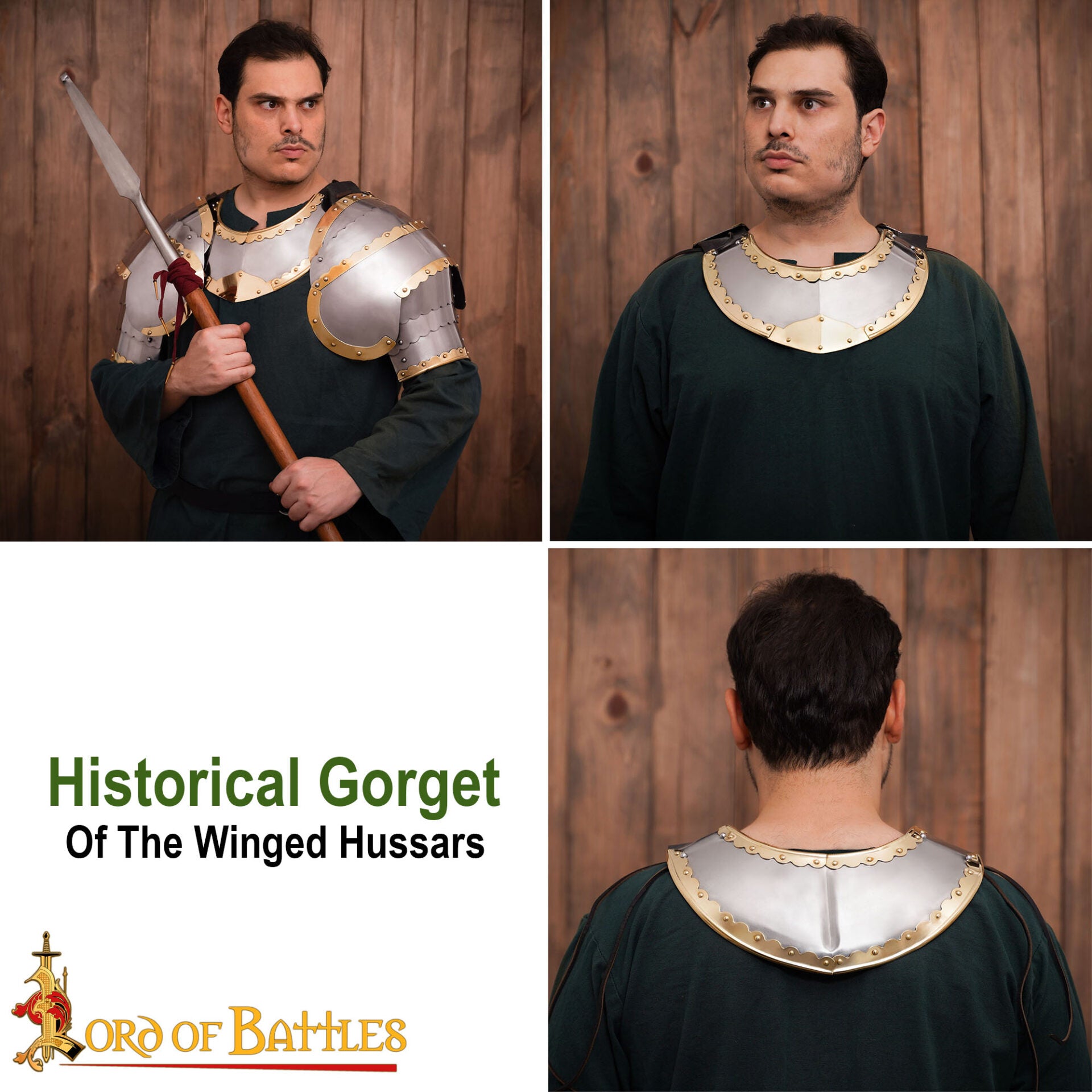 Imagen única de: Húsar Gorget Armadura de Placas con Latón de Calibre 16