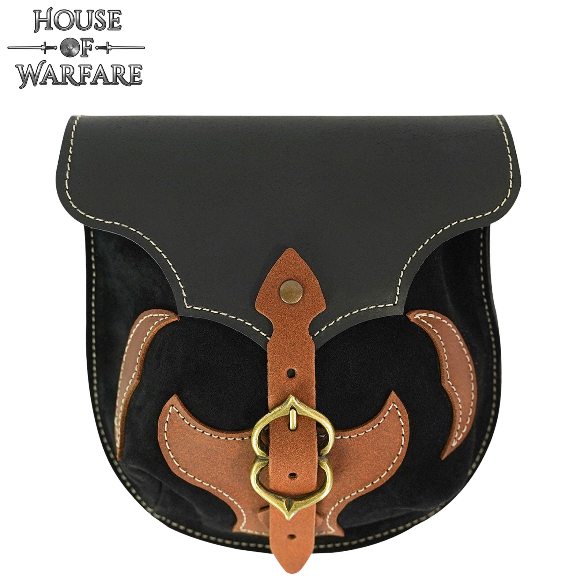 Imagen única de: Riñonera Medieval Artesanal de Cuero con Hebilla de Latón y Apliques Marrones