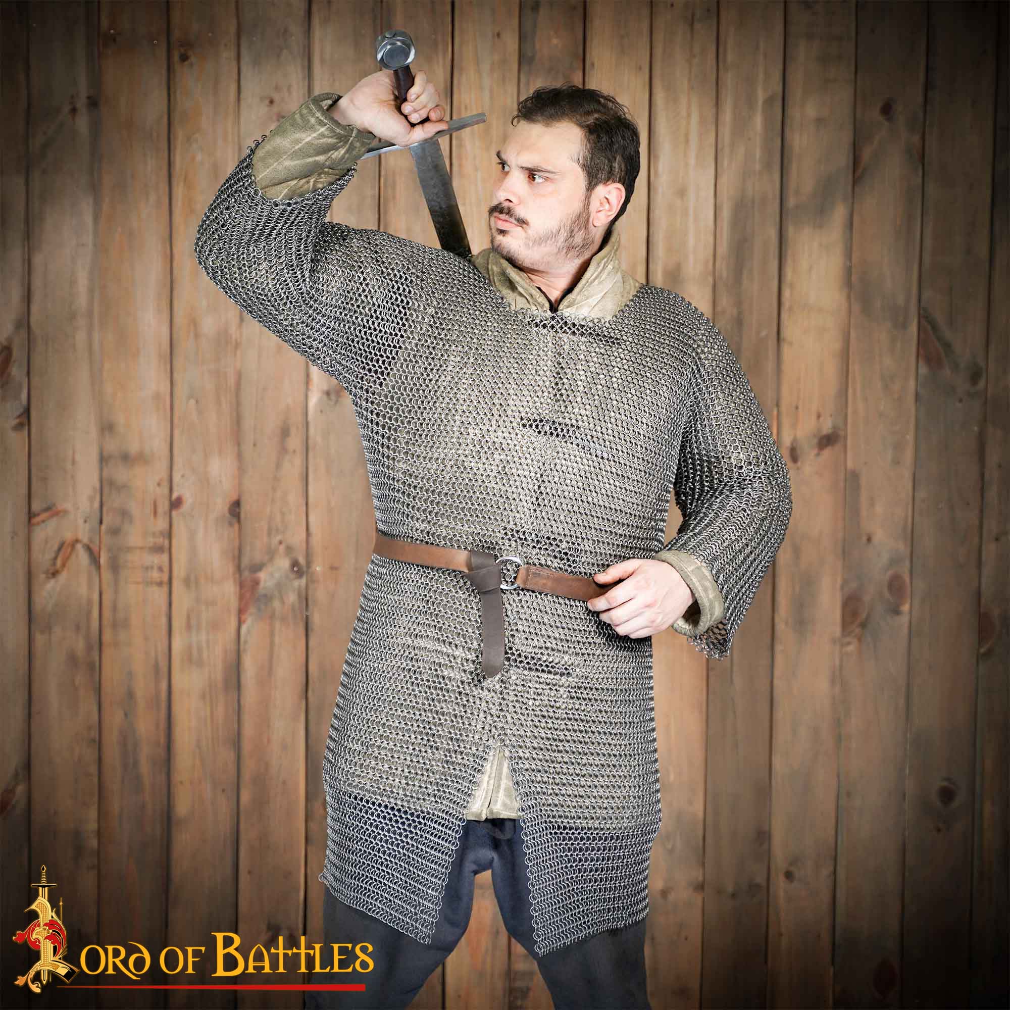 Imagen única de: Hauberk de malla medieval en acero de resorte, anillas 9 mm (16 calibre)