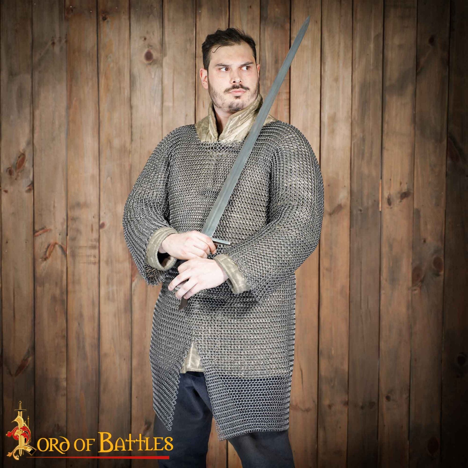 Imagen única de: Hauberk de malla medieval en acero de resorte, anillas 9 mm (16 calibre)