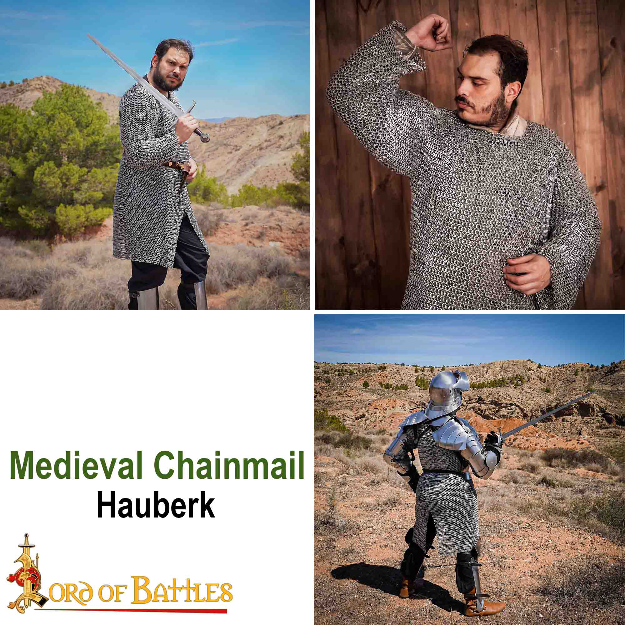 Hauberk de malla con anillas riveteadas 10 mm — aluminio, tallas L–XXL - imagen 9