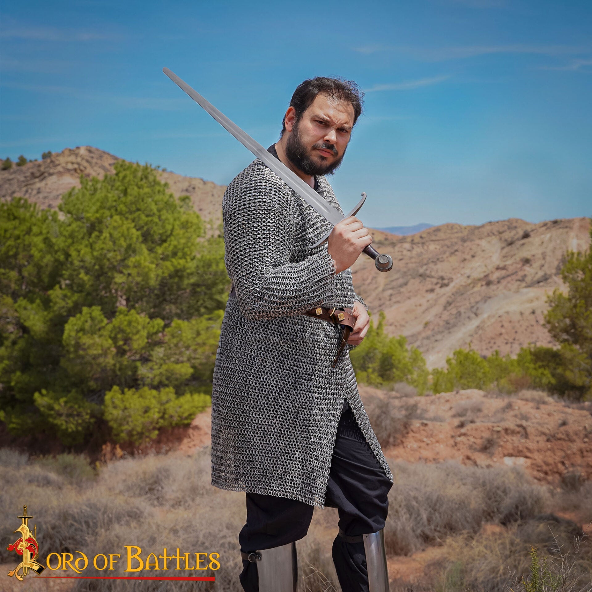 Hauberk de malla con anillas riveteadas 10 mm — aluminio, tallas L–XXL
