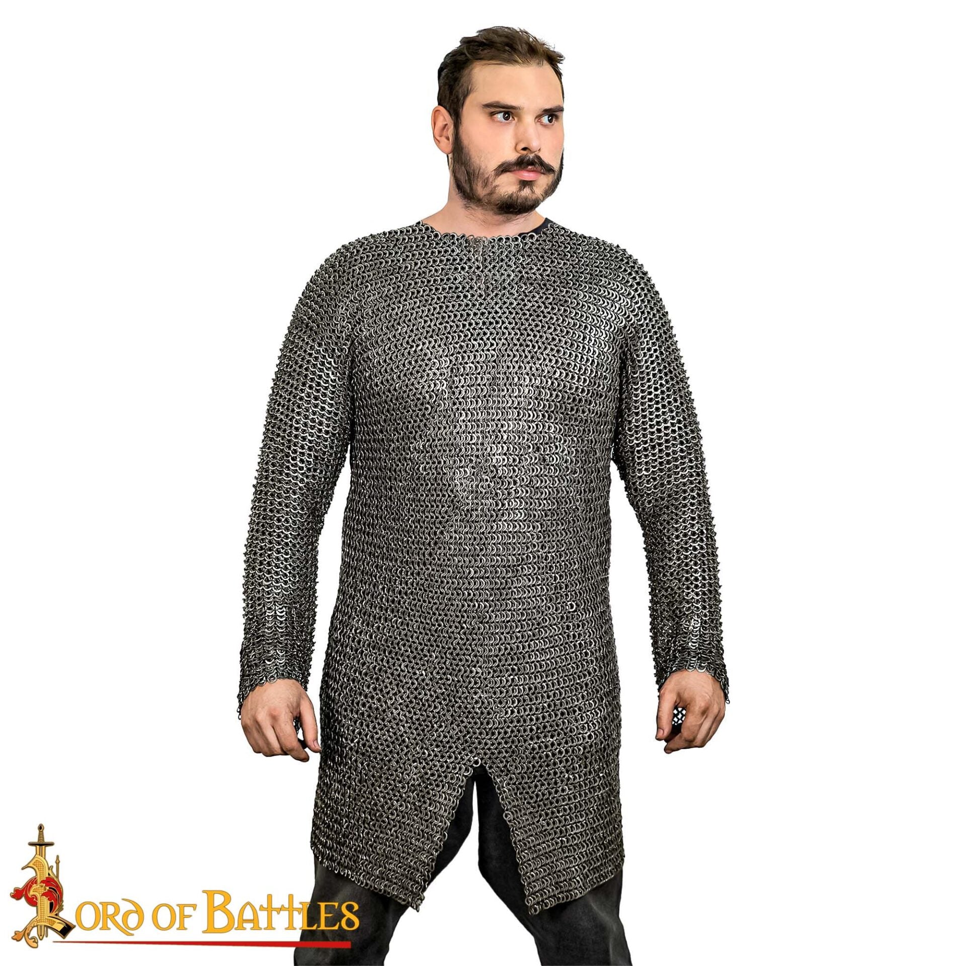 Hauberk cota de malla de acero inoxidable, anillas 9 mm rivetadas - imagen 4