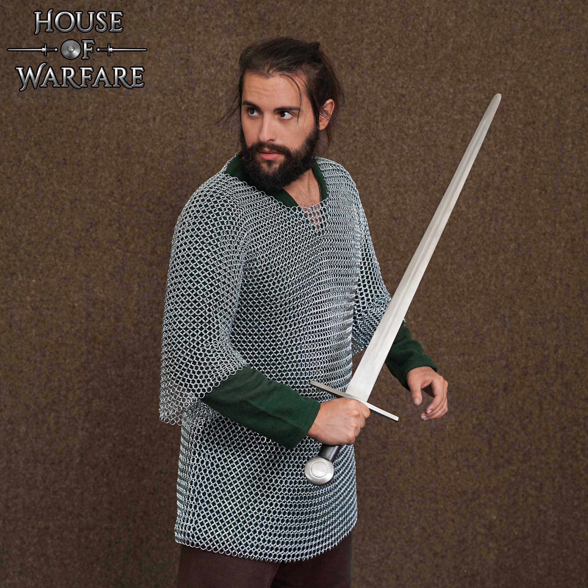Haubergón de cota de malla — 10 mm (16 gauge) acero — para recreación y LARP - imagen 2