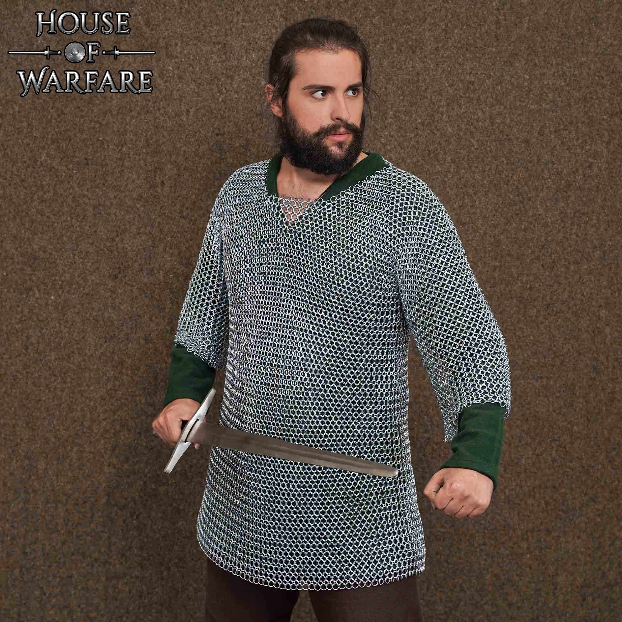 Haubergón de cota de malla — 10 mm (16 gauge) acero — para recreación y LARP - imagen 5