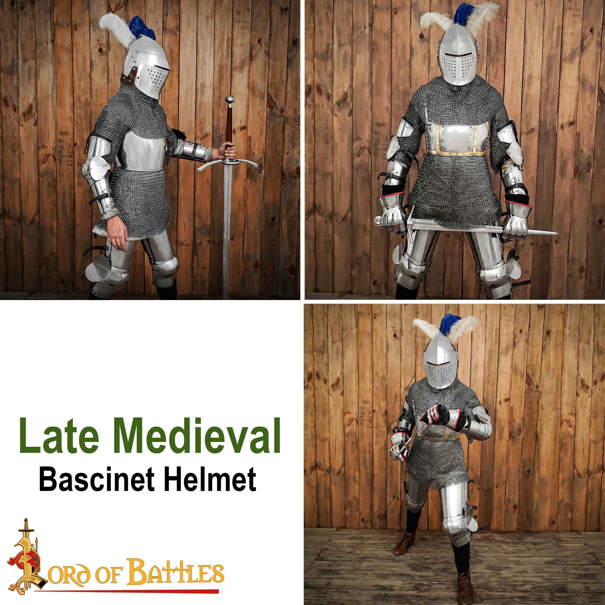 Imagen única de: Casco Bascinet Medieval de Visera Completa Calibre 14
