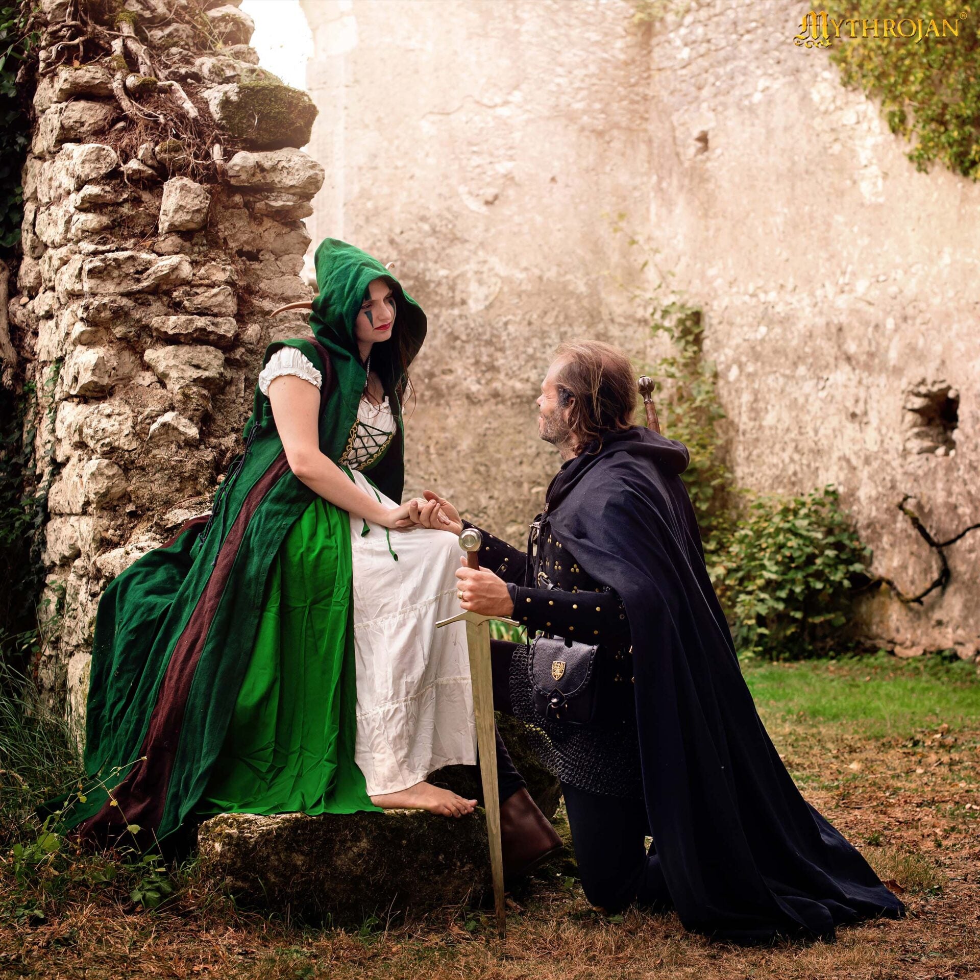 Capa medieval con capucha 100% algodón para LARP y recreación - imagen 13