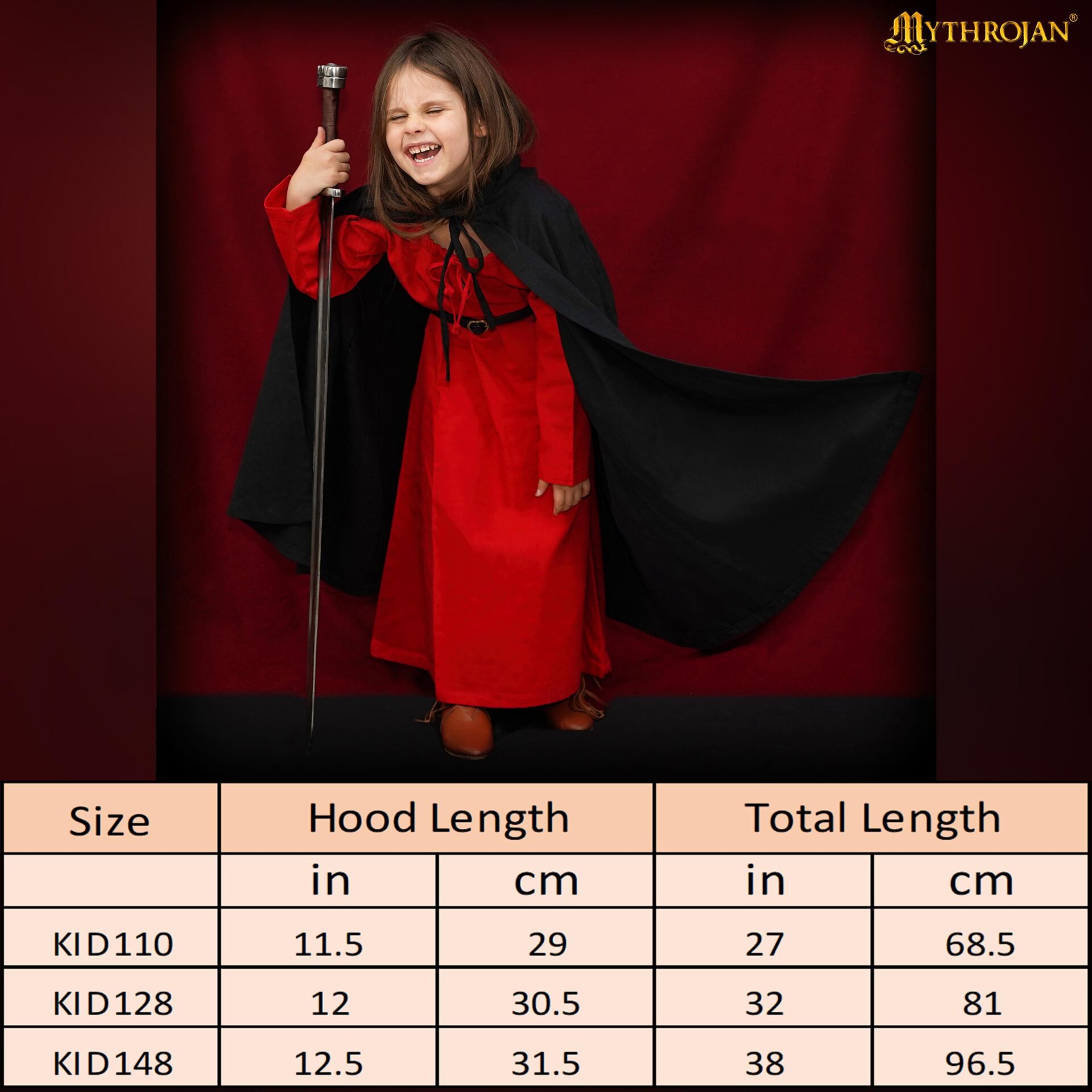 Capa medieval con capucha 100% algodón para LARP y recreación - imagen 18