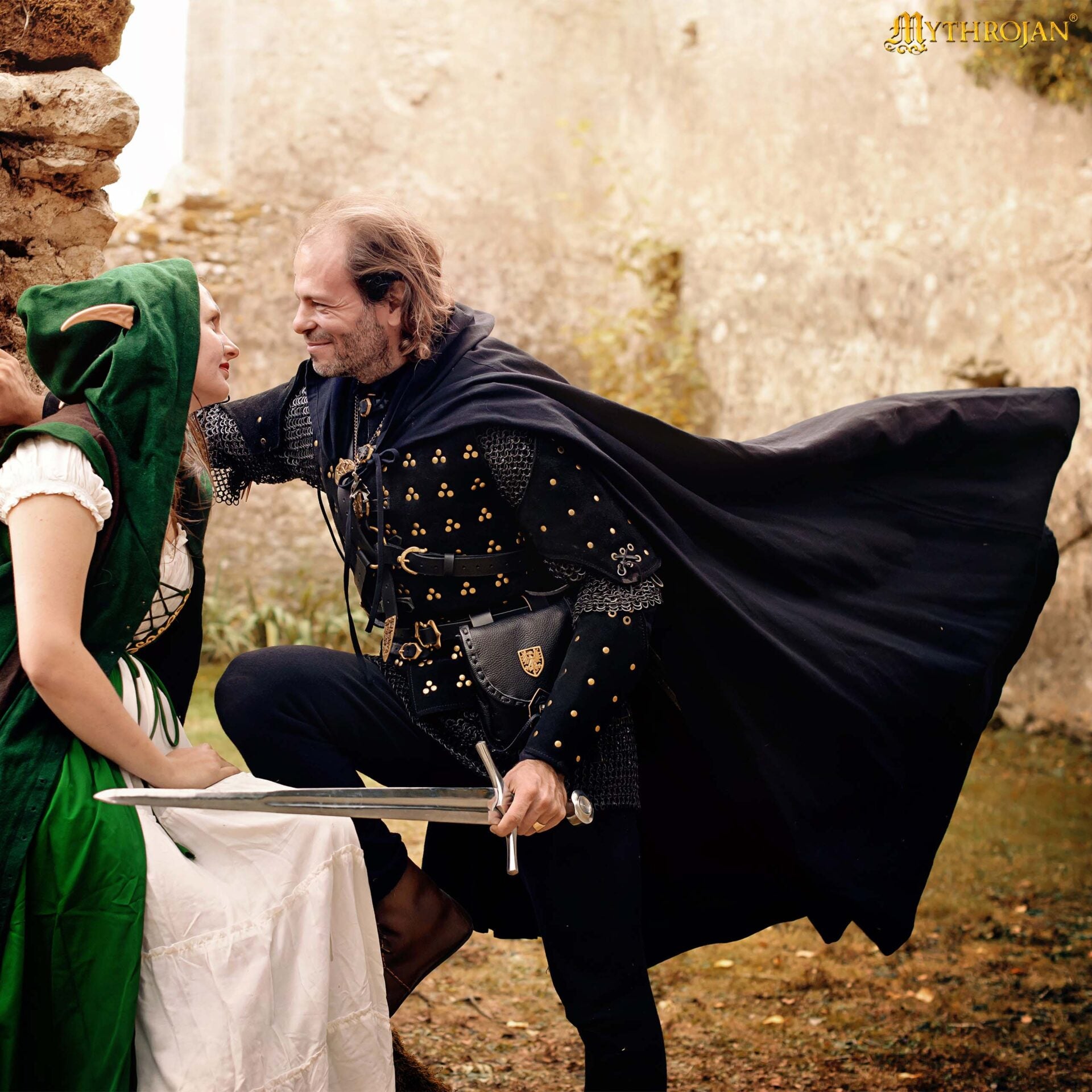 Capa medieval con capucha 100% algodón para LARP y recreación - imagen 11