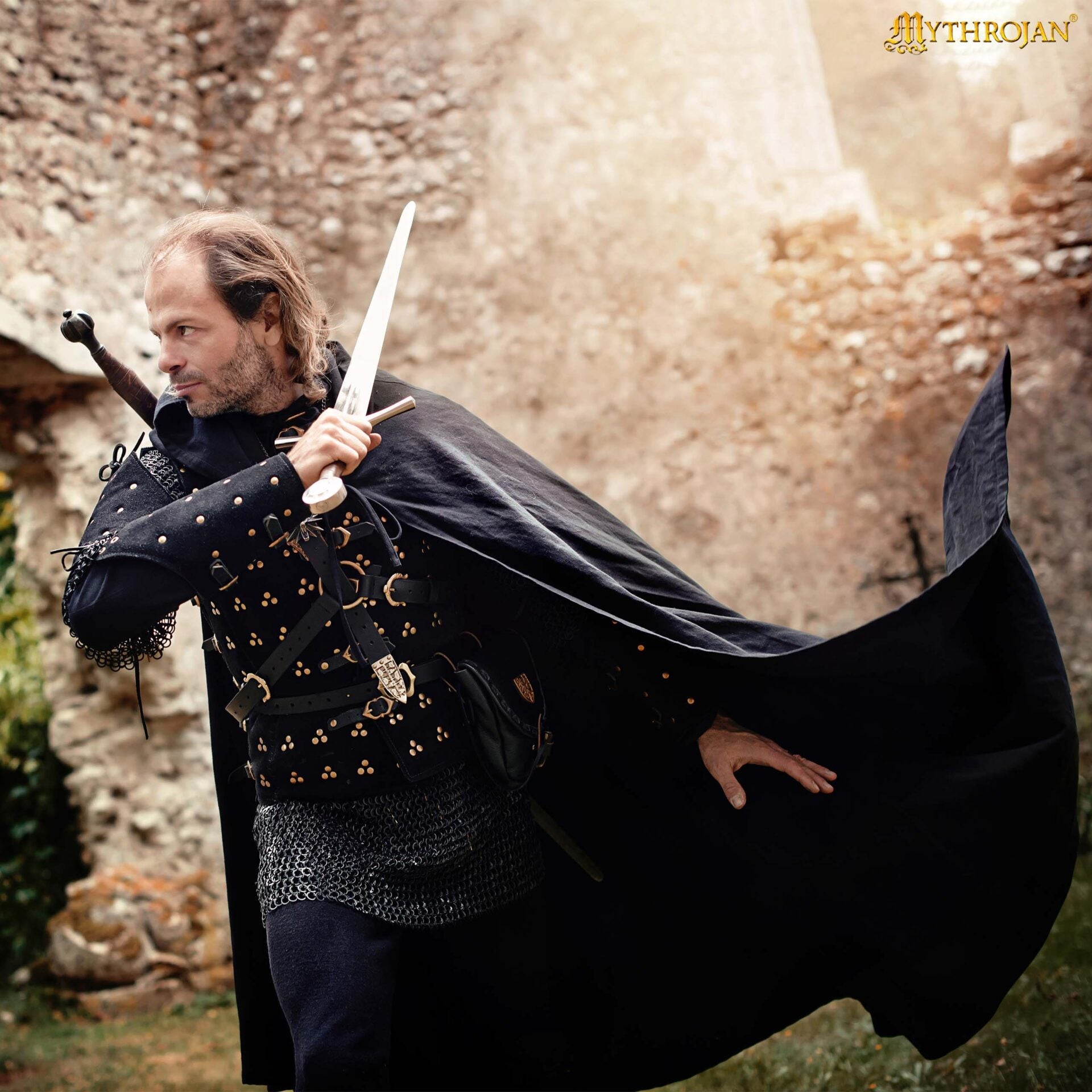 Capa medieval con capucha 100% algodón para LARP y recreación - imagen 2