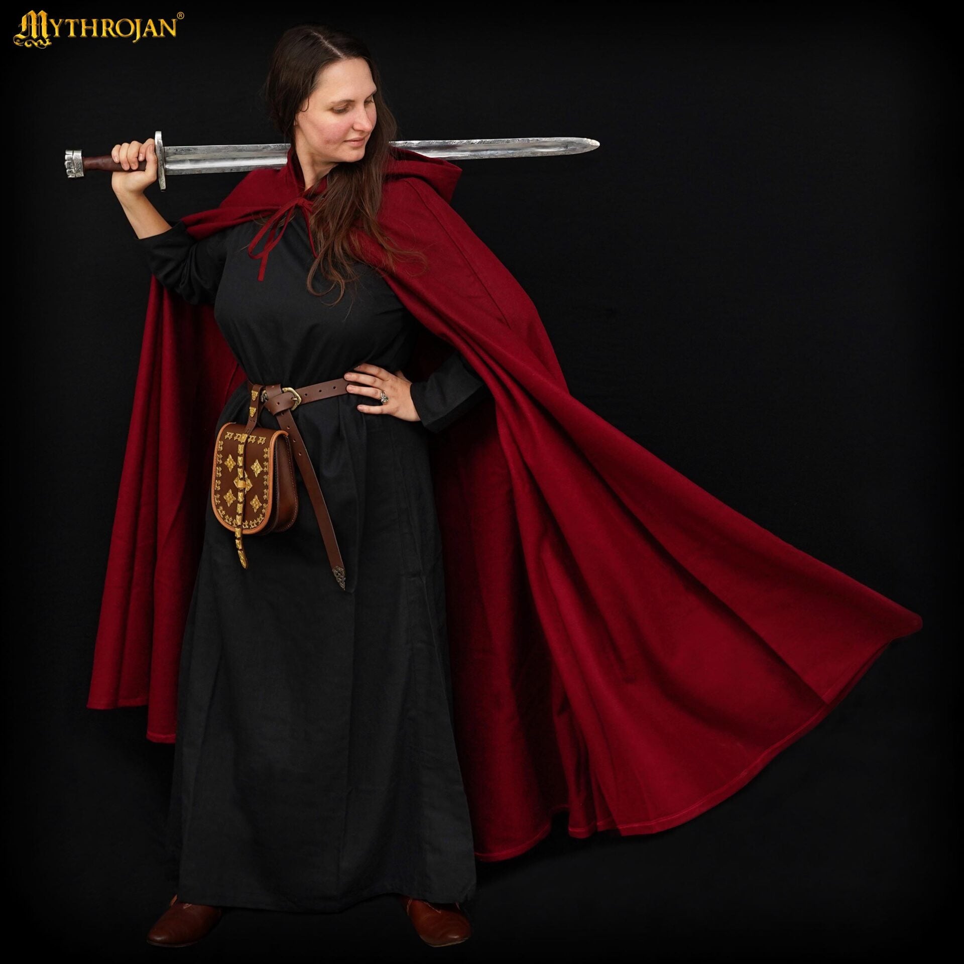 Capa medieval con capucha 100% algodón para LARP y recreación - imagen 9