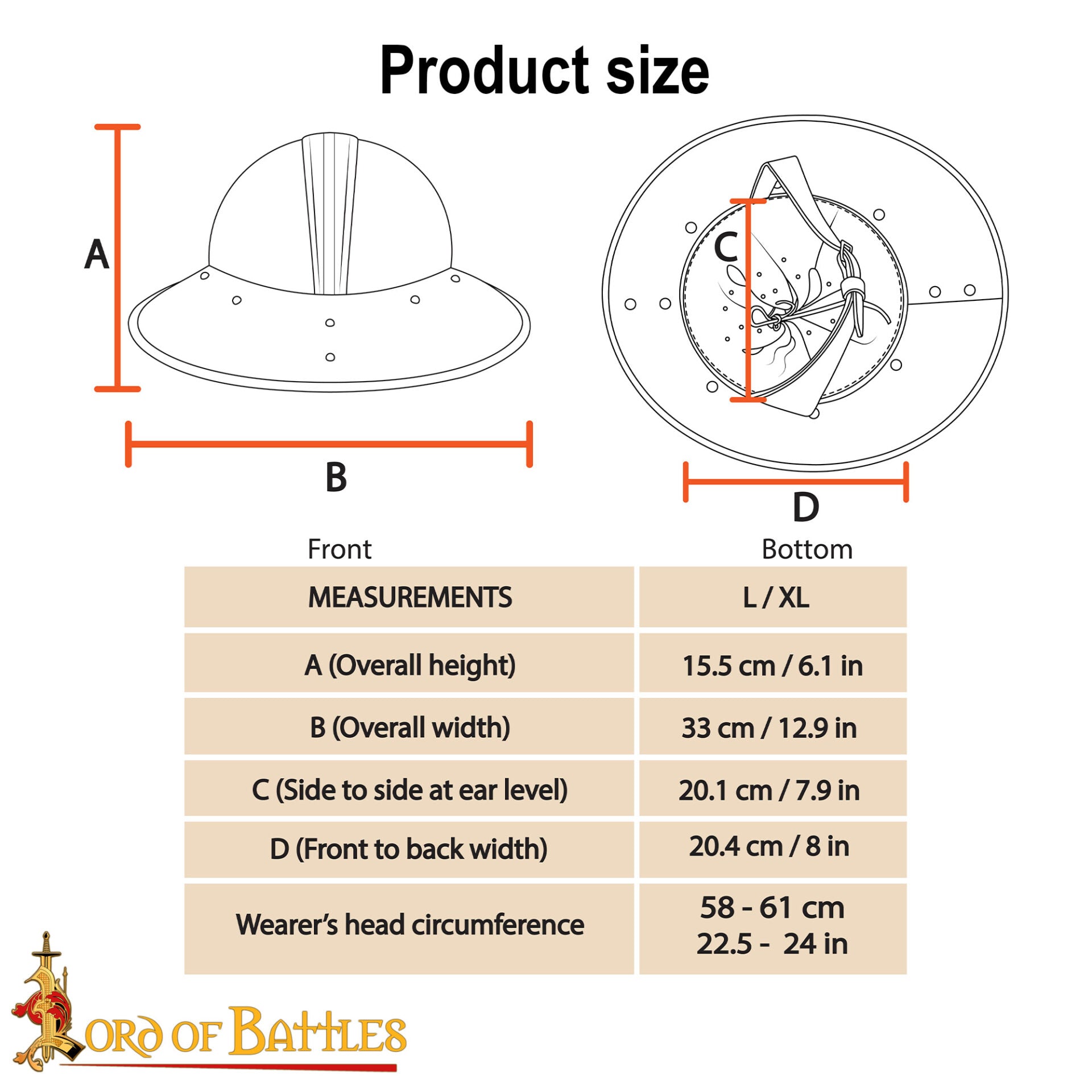 Sombrero Medieval de Infantería - Acero 18
