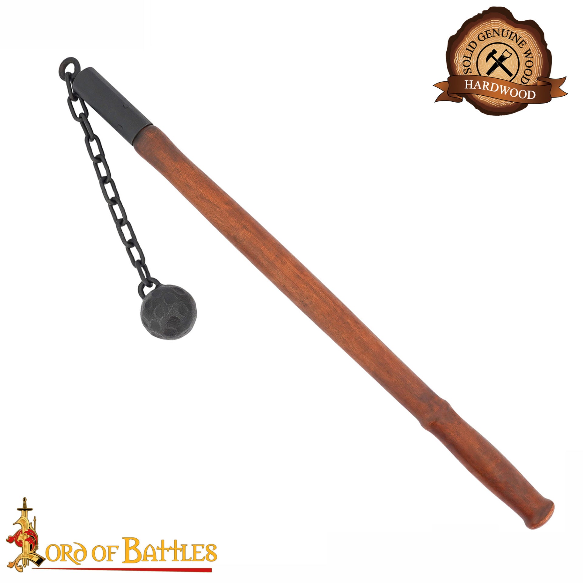 Maza de cadena medieval con bola de hierro y mango de madera - imagen 16