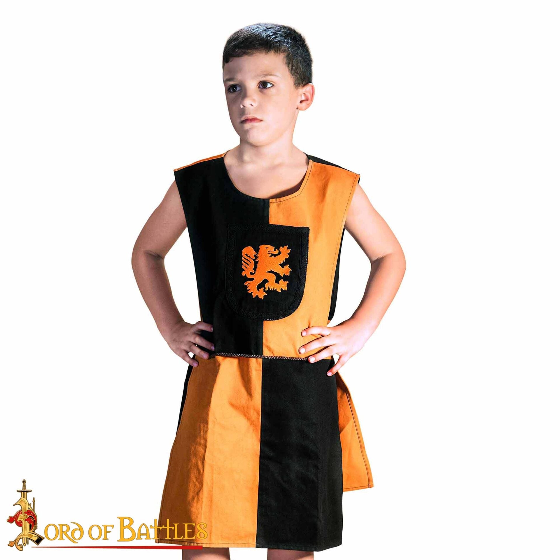 Tabardo infantil heráldico con león bordado - negro y amarillo - imagen 11