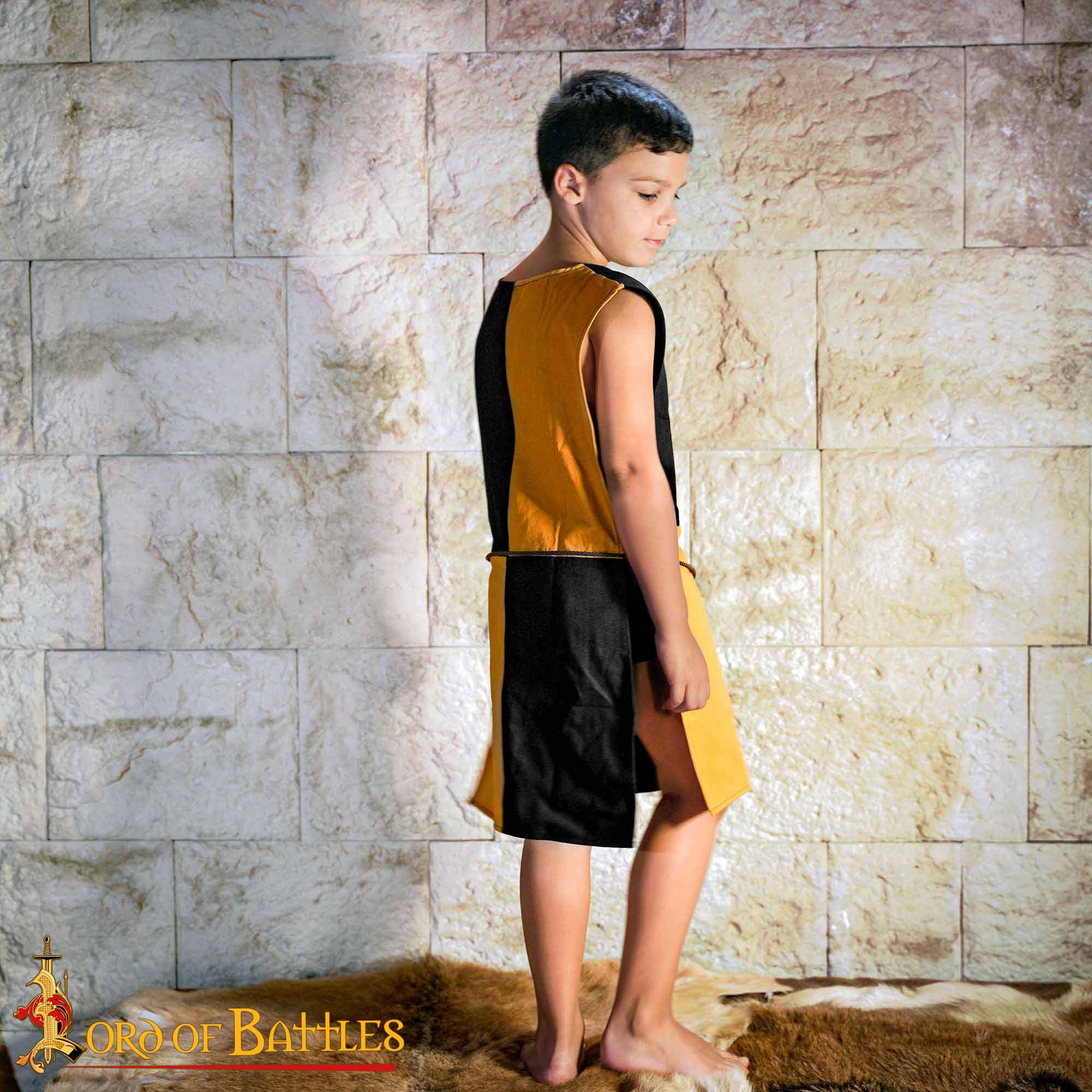 Tabardo infantil heráldico con león bordado - negro y amarillo - imagen 12