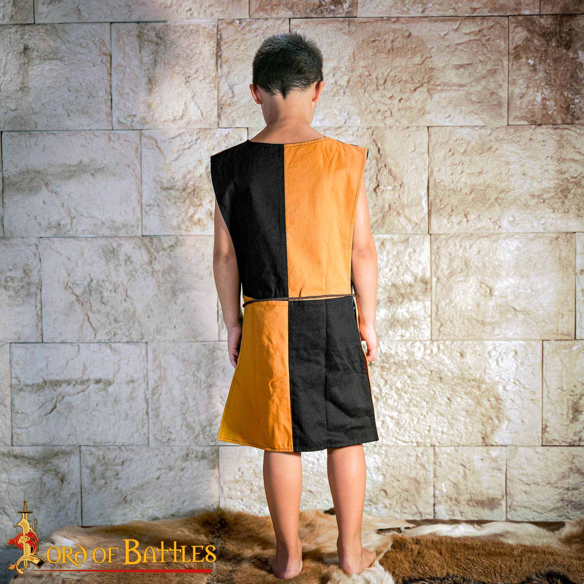 Tabardo infantil heráldico con león bordado - negro y amarillo - imagen 13