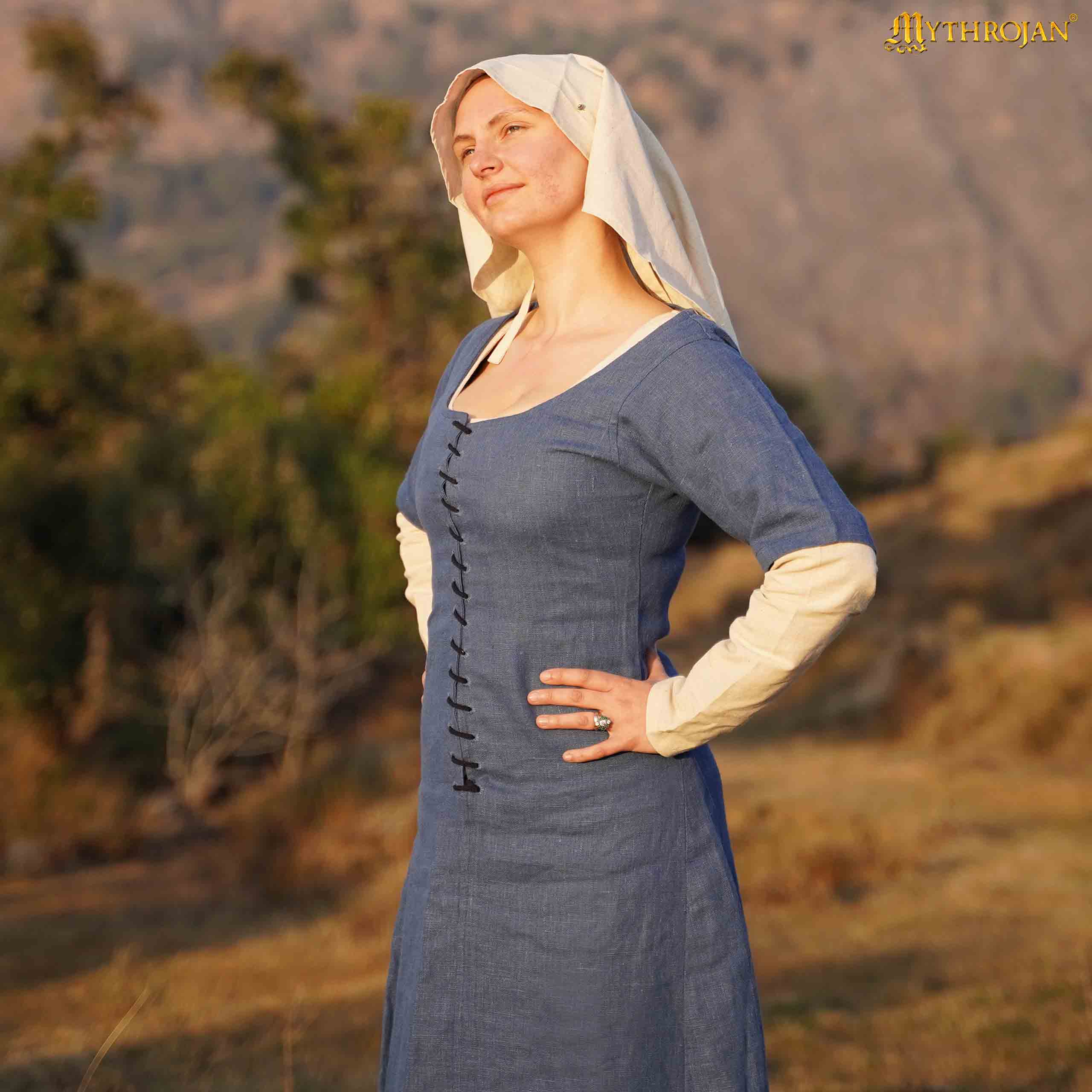 Vestido kirtle medieval para mujer con cordones frontales