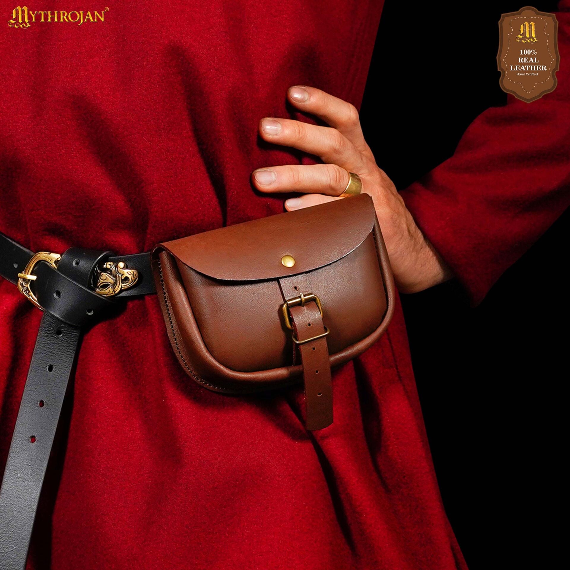 Bolsa de cinturón medieval de cuero para LARP, SCA y Renacimiento - imagen 20