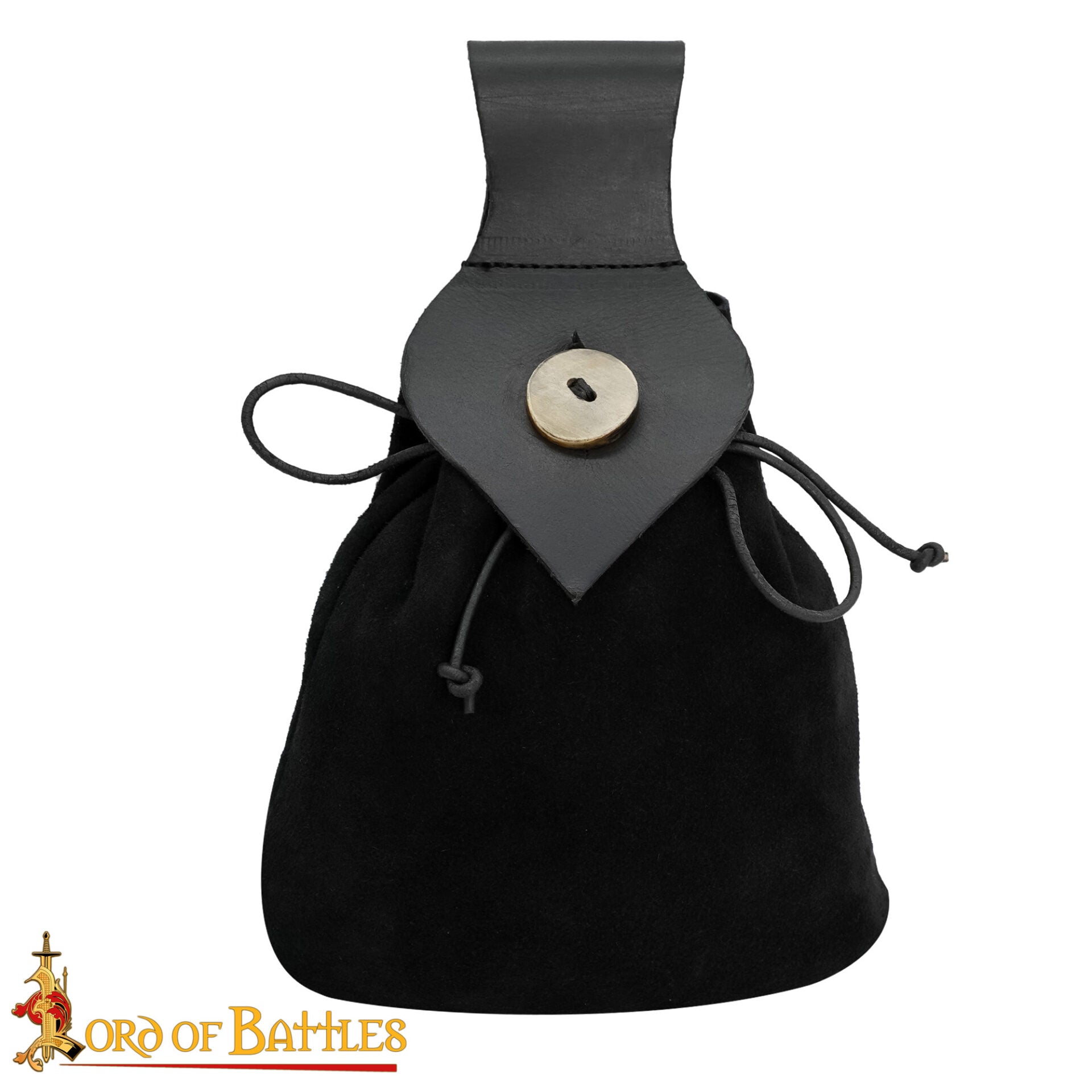 Bolsa de cinturón medieval en cuero y ante con botón de cuerno - imagen 5