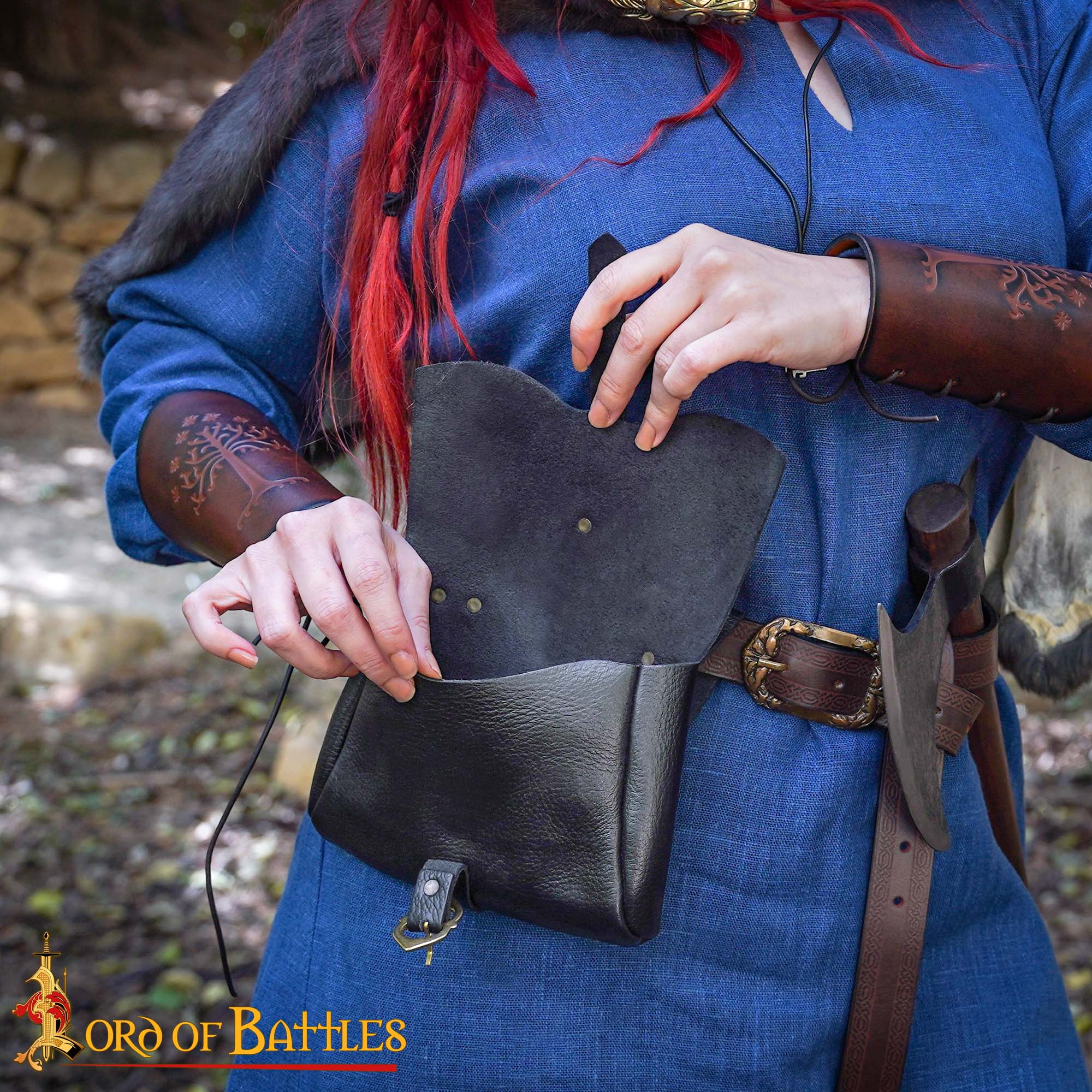 Bolsa medieval de cuero para cinturón - imagen 12