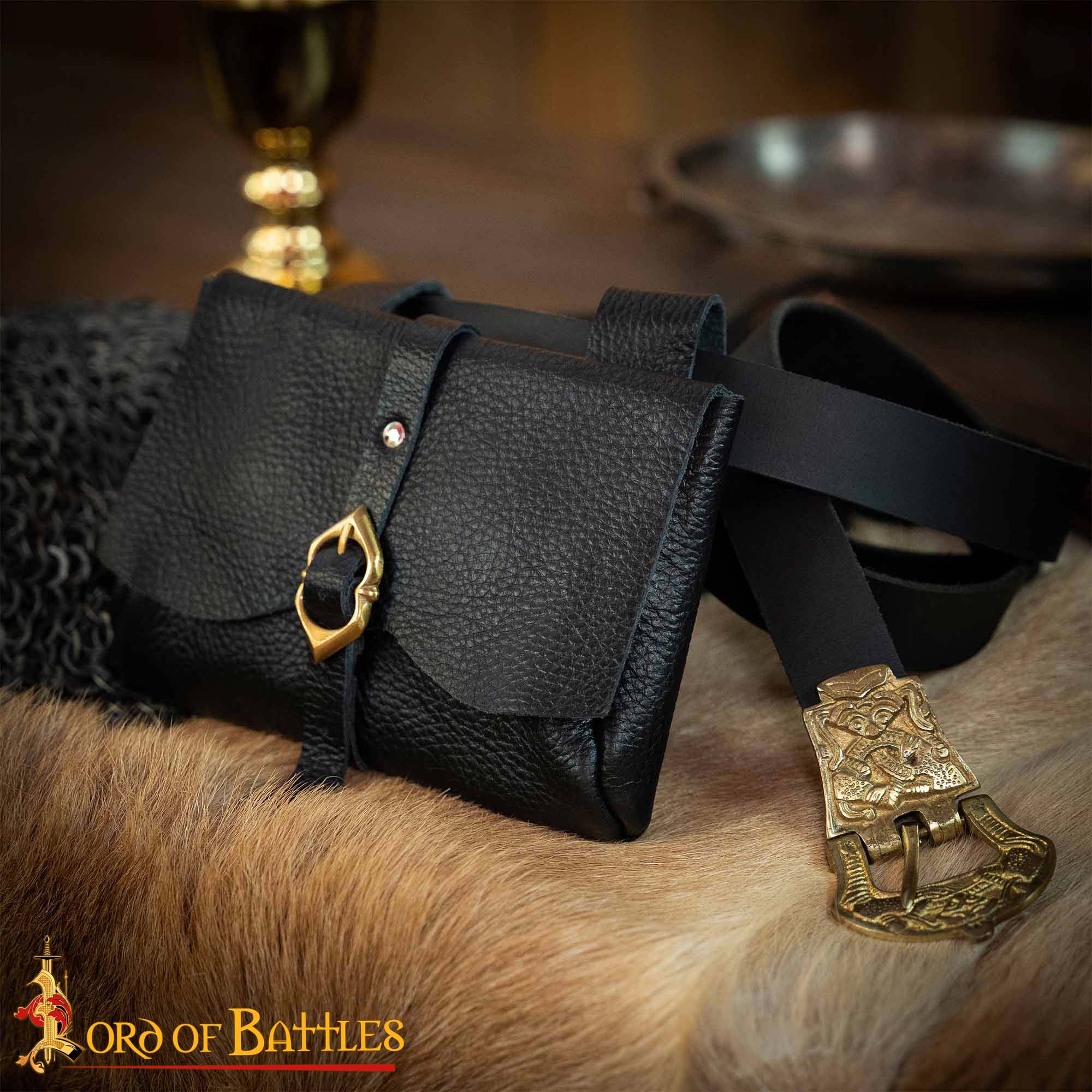 Bolsa medieval de cuero para cinturón