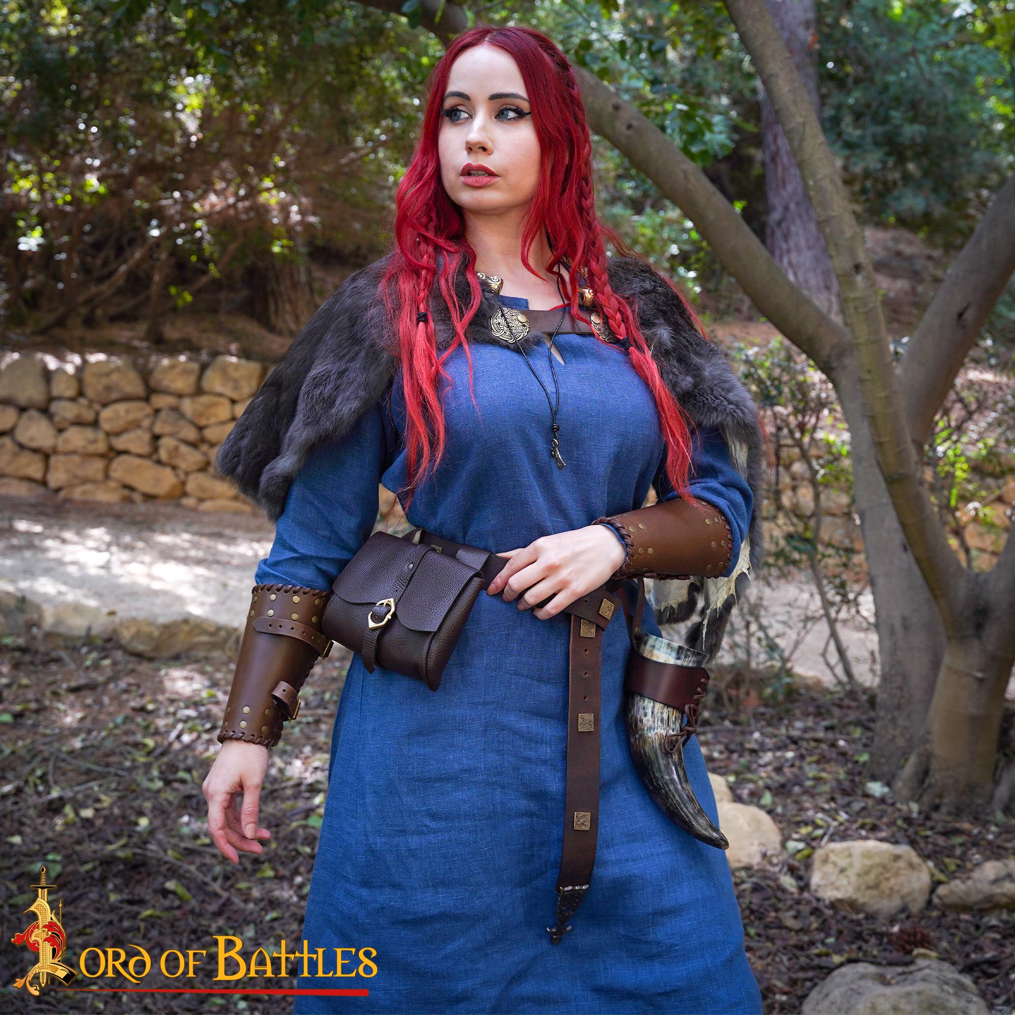 Bolsa medieval de cuero para cinturón - Marrón