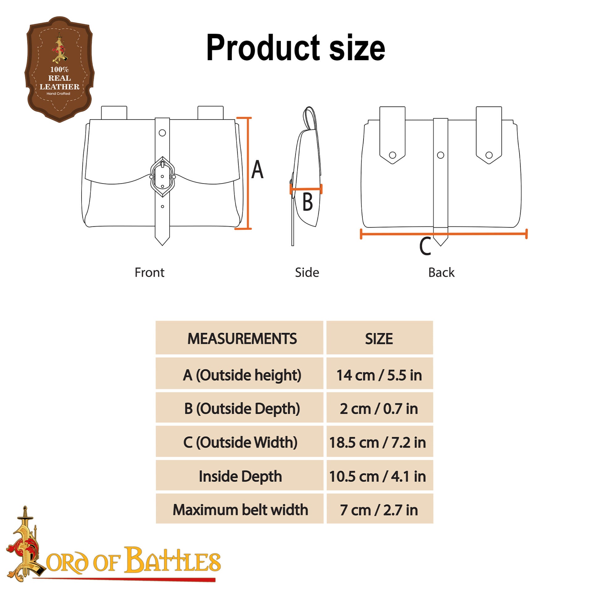 Bolsa medieval de cuero para cinturón - imagen 4