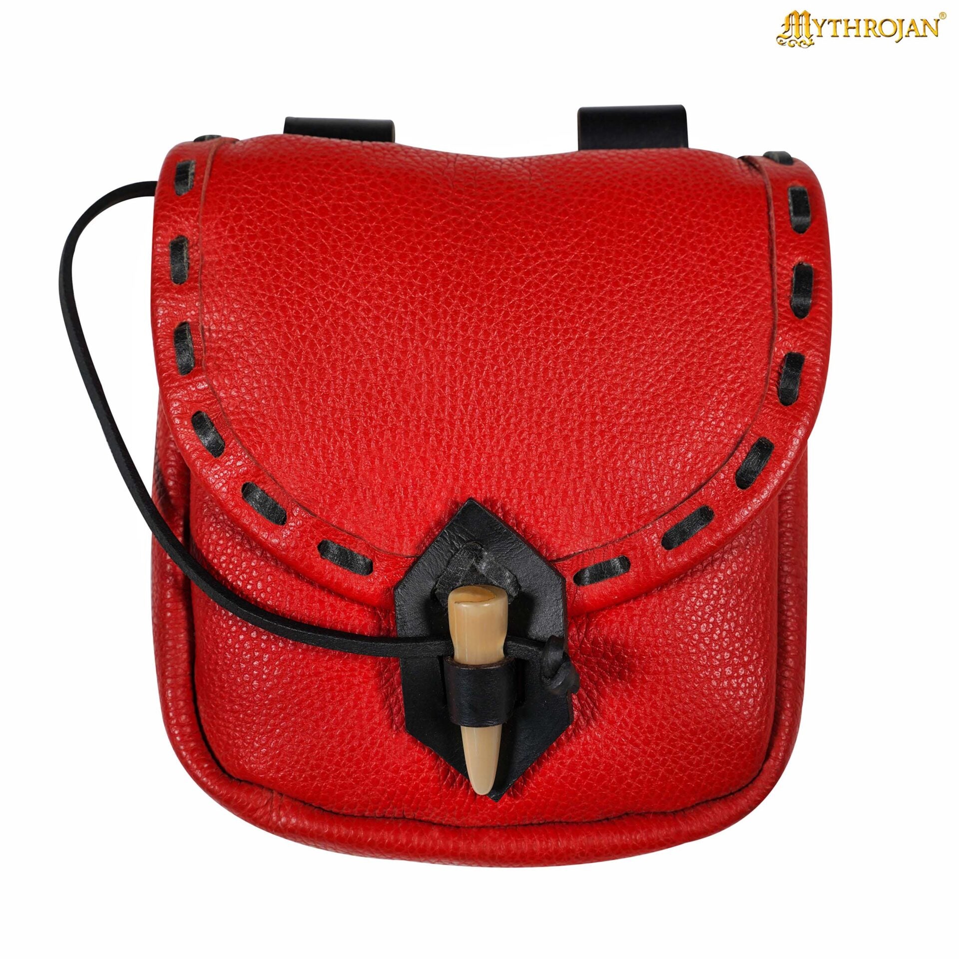 Bolsa de cinturón medieval de cuero con cierre de cuerno - imagen 77
