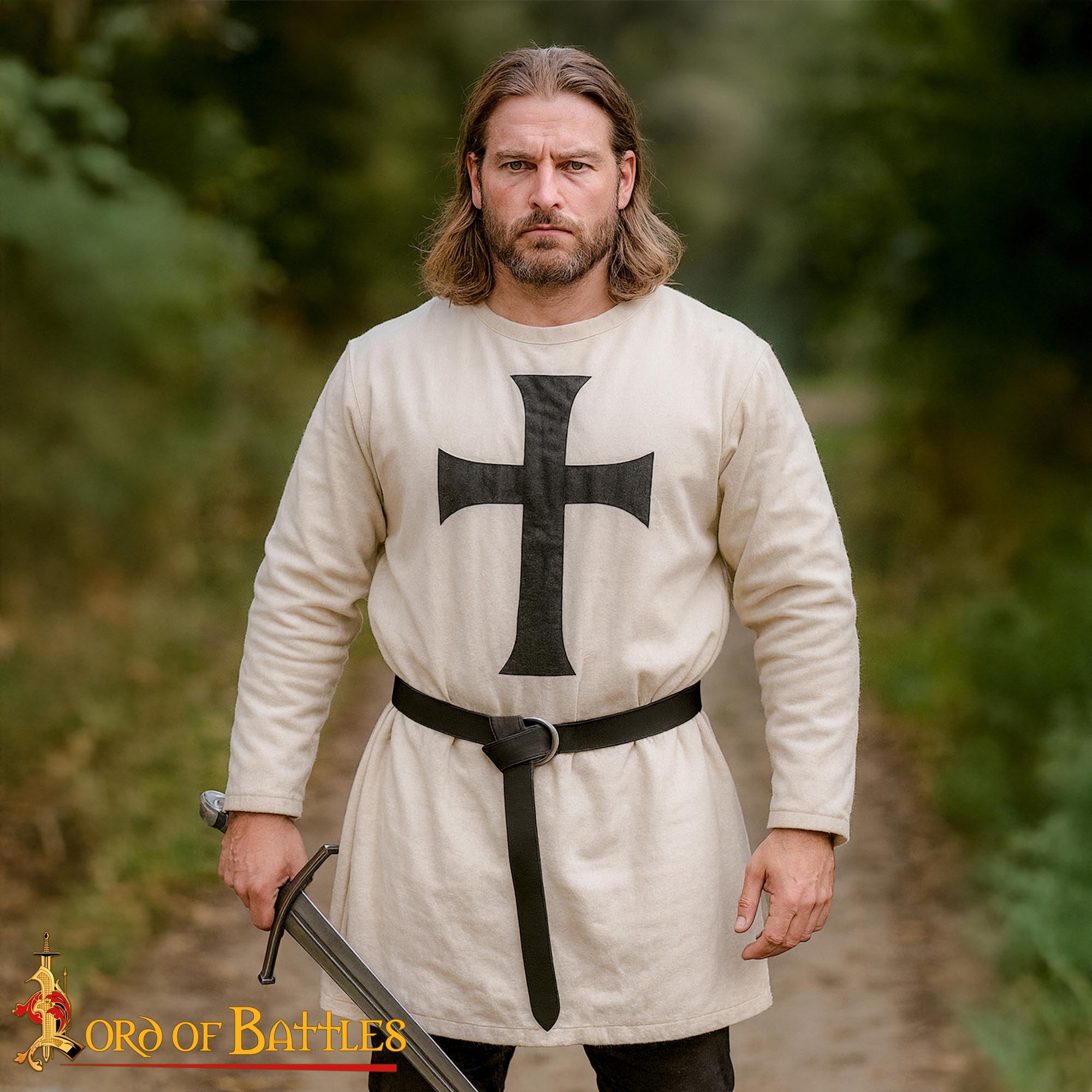 Cinturón medieval de cuero genuino con anilla de acero - imagen 5