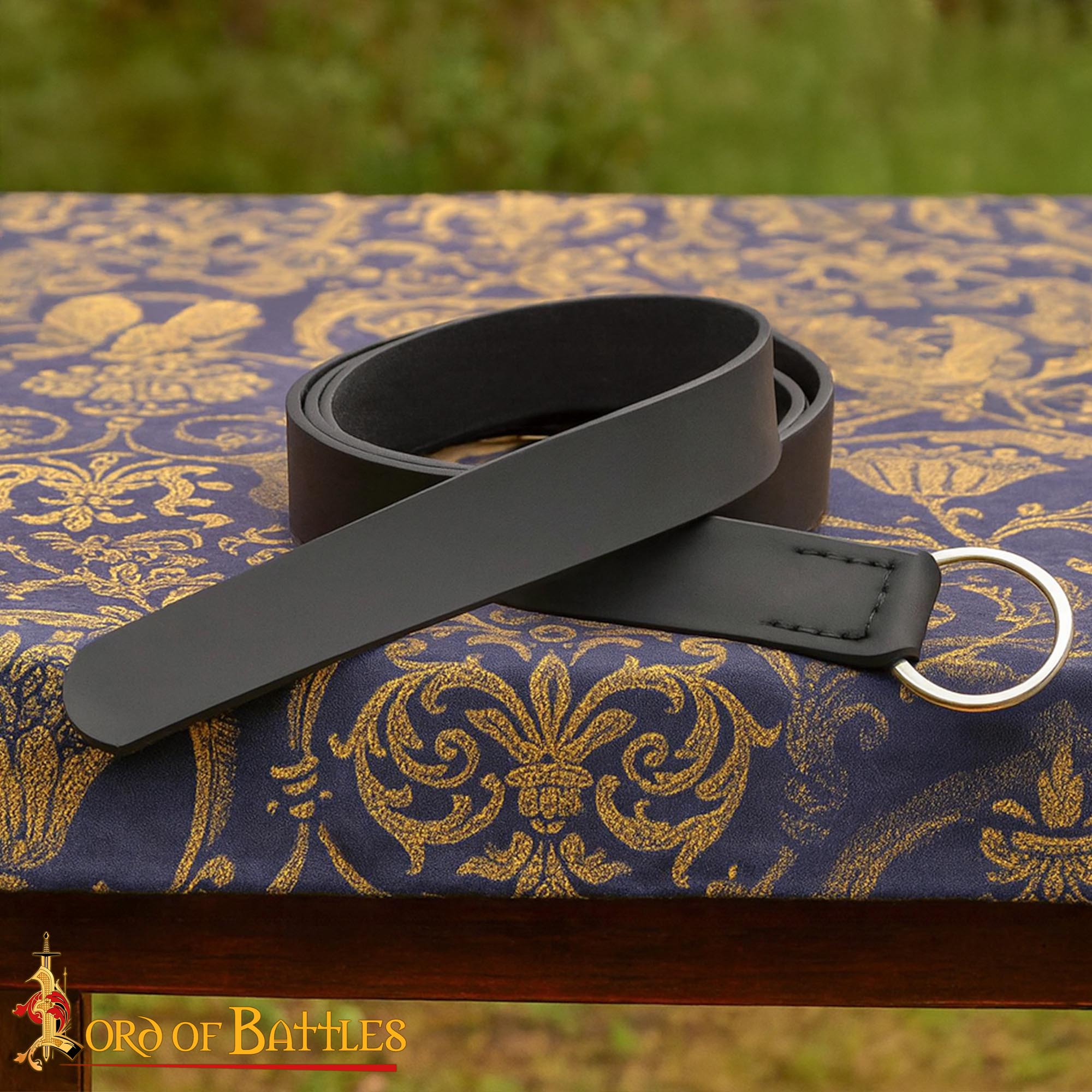 Cinturón medieval de cuero genuino con anilla de acero - imagen 3