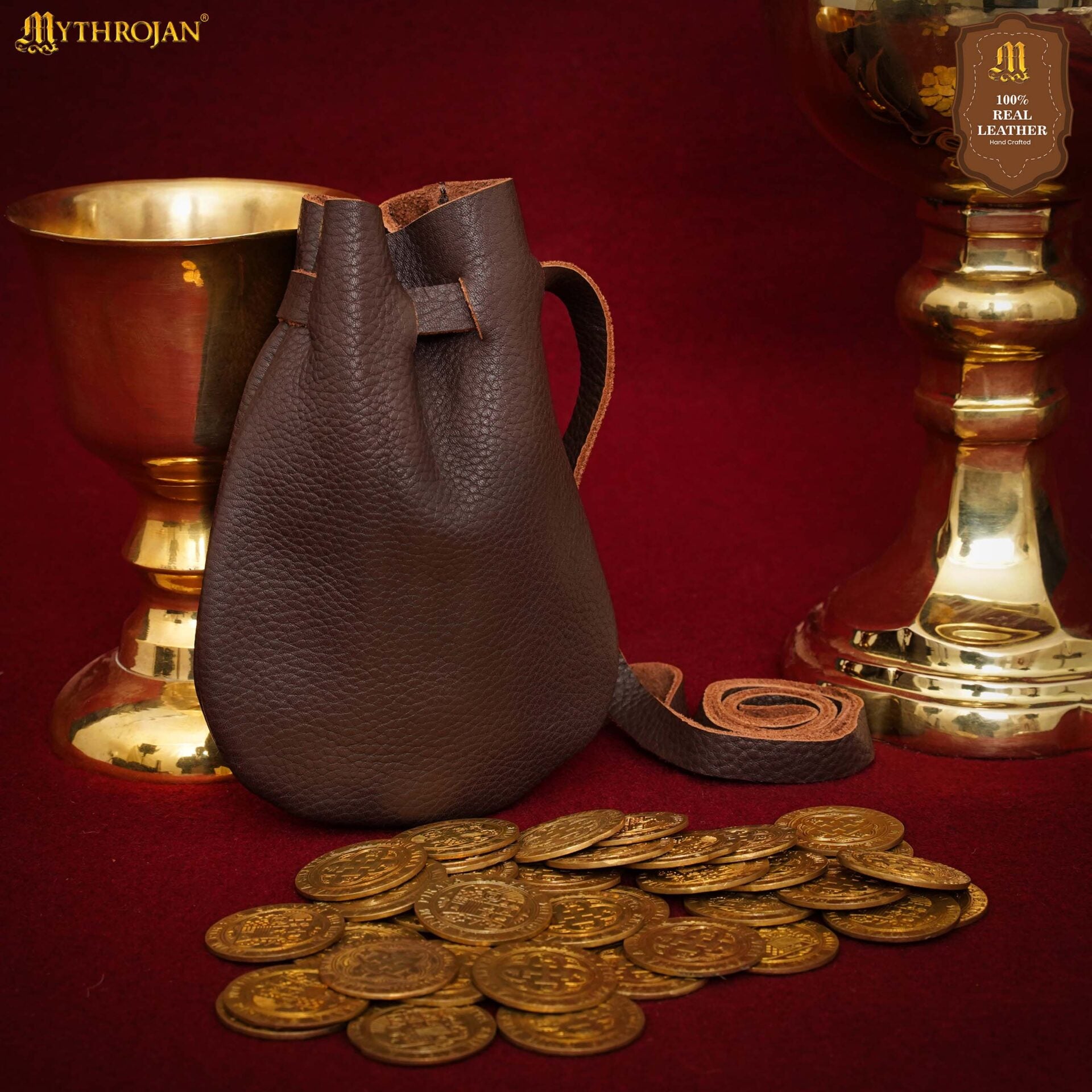 Bolsa medieval de cuero con cordón para LARP y recreación - imagen 19