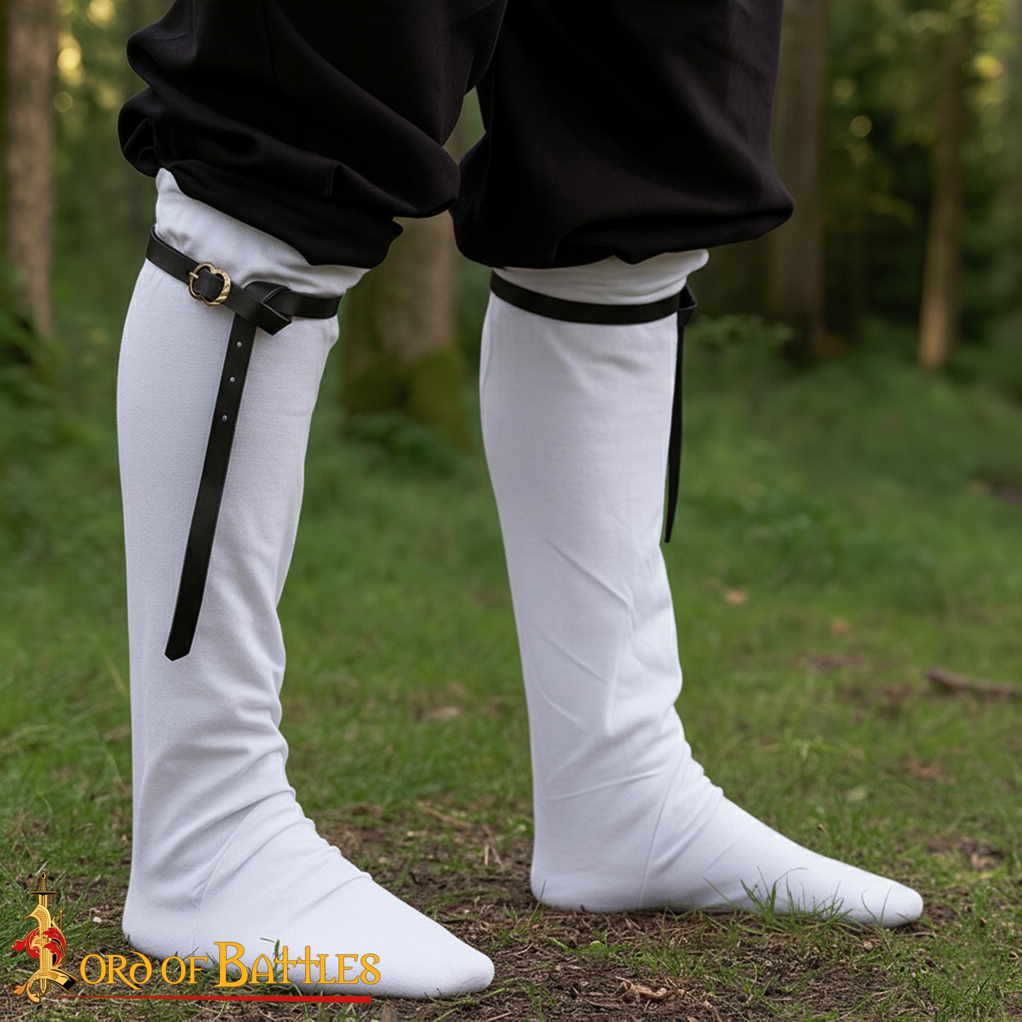 Ligas de cuero medievales con hebillas de latón — Renacimiento y LARP - imagen 3