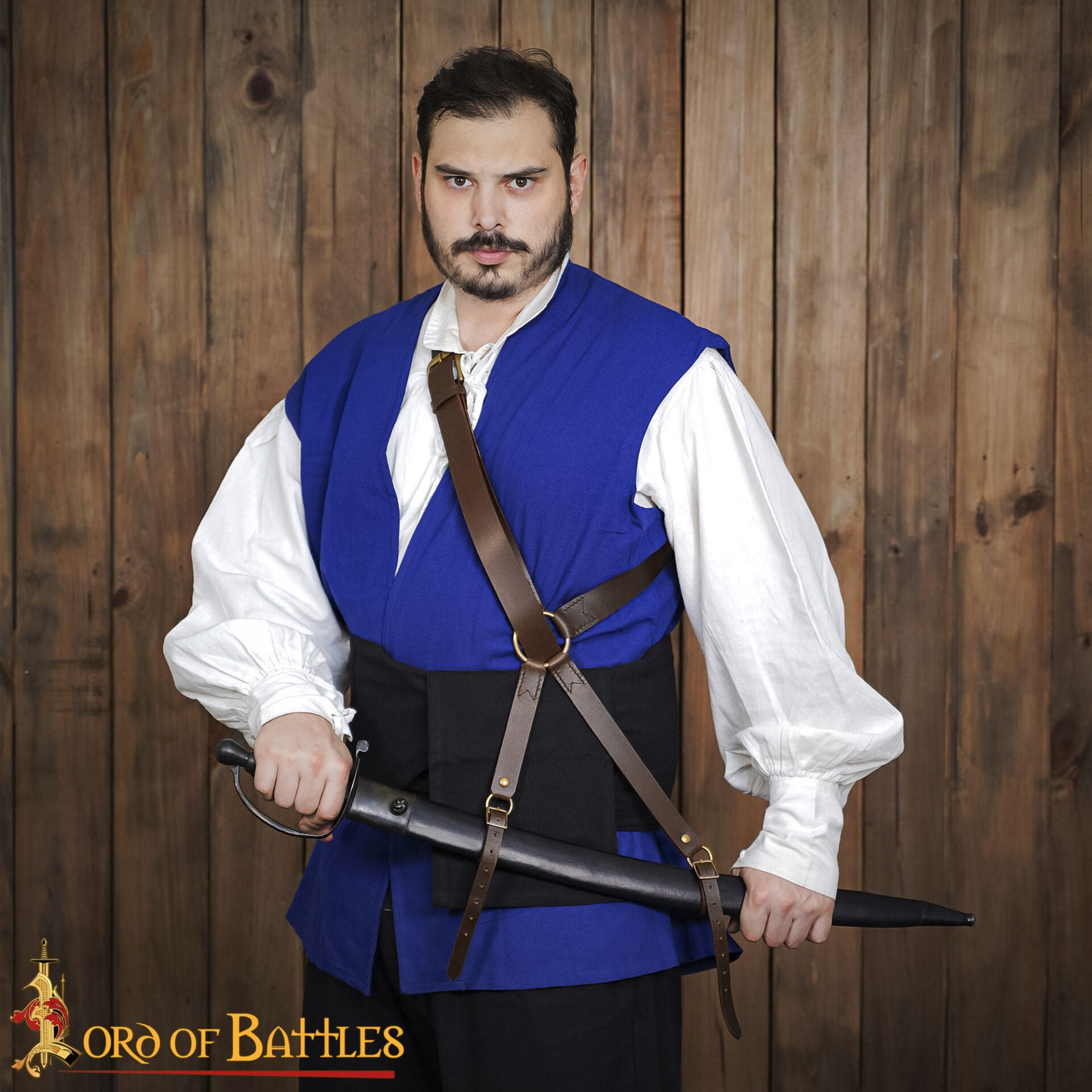 Baldrica de cuero renacentista para espada - Marrón