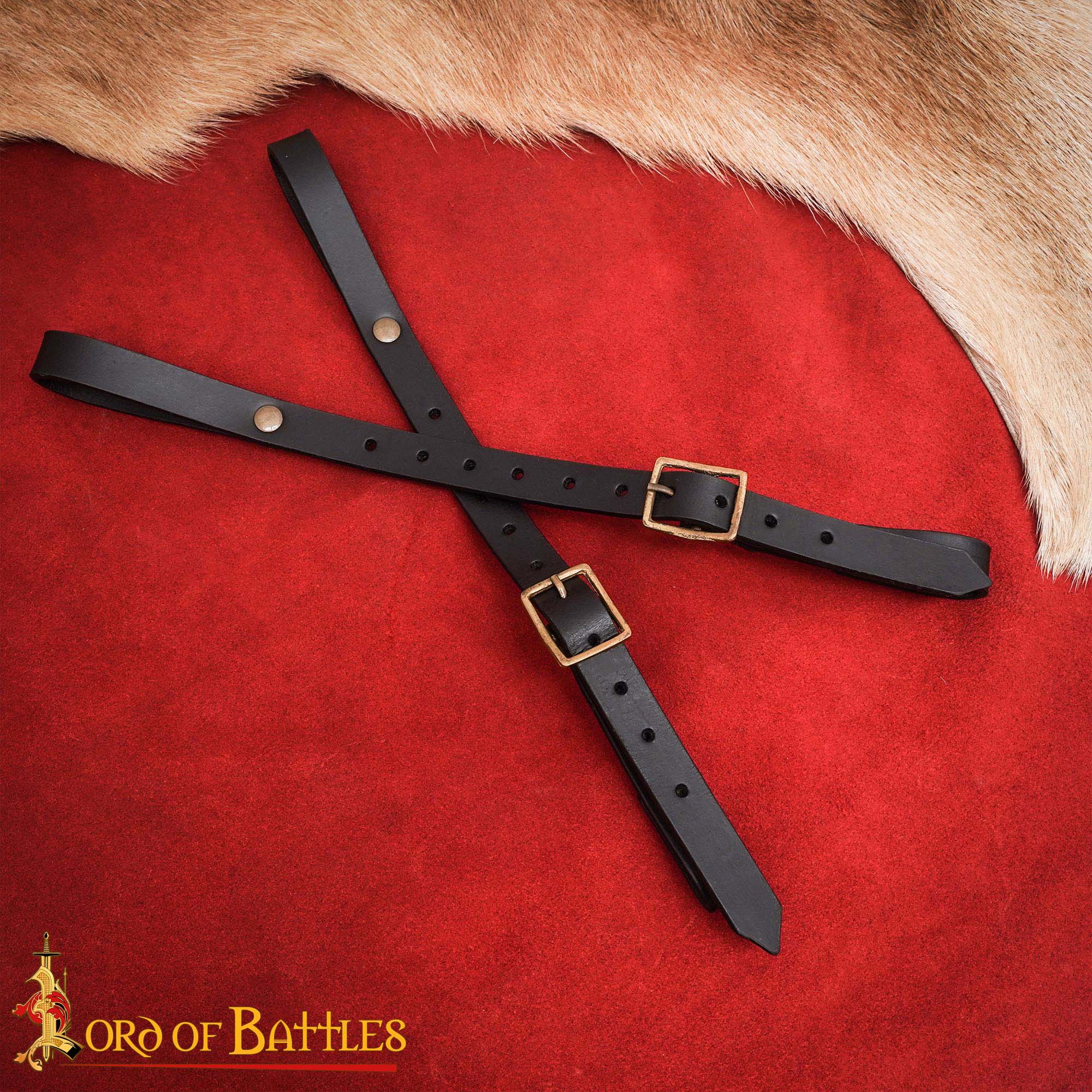 Colgador de espada medieval en cuero, doble correa ajustable
