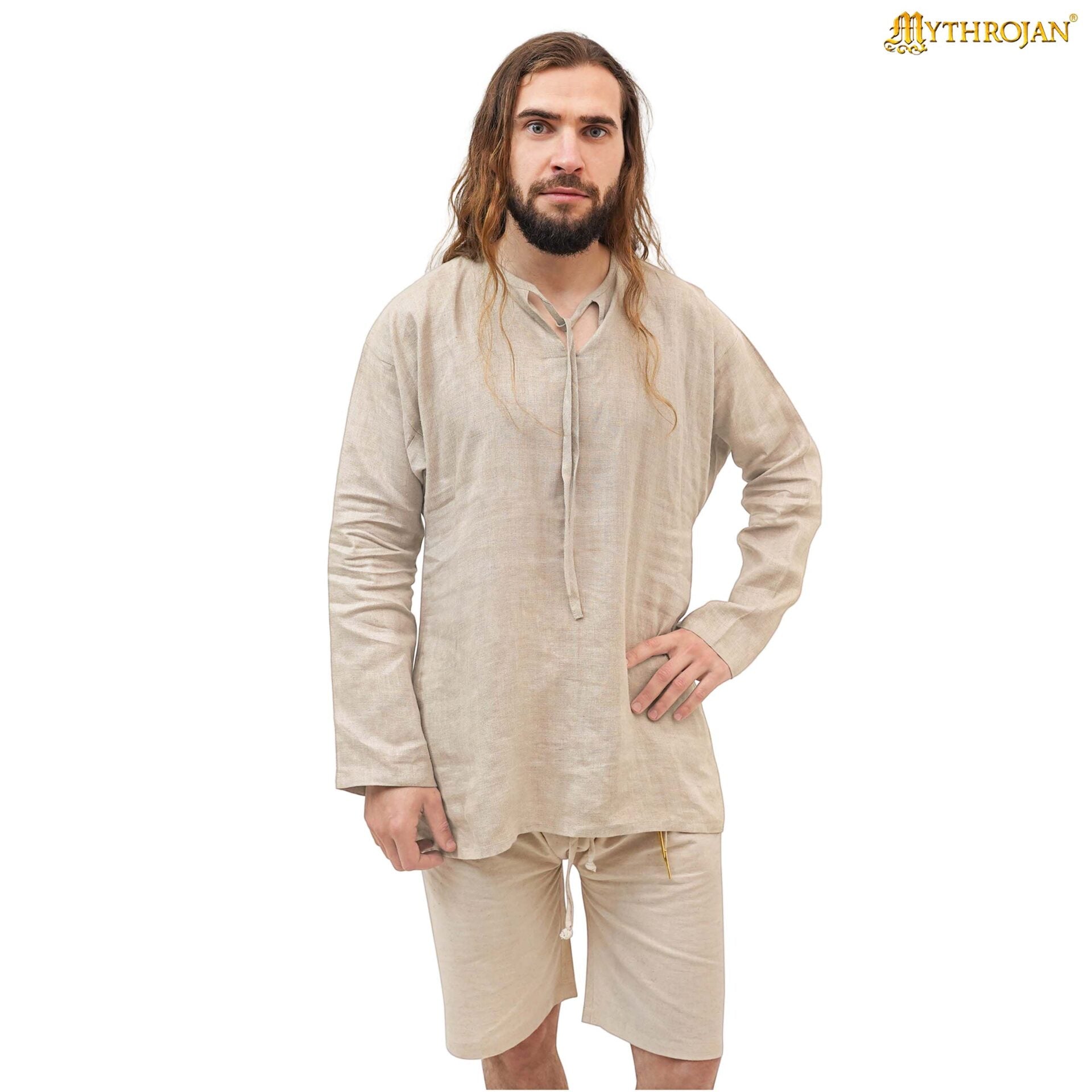 Camisa medieval de lino Waldemar — Corte A, capa base - imagen 8