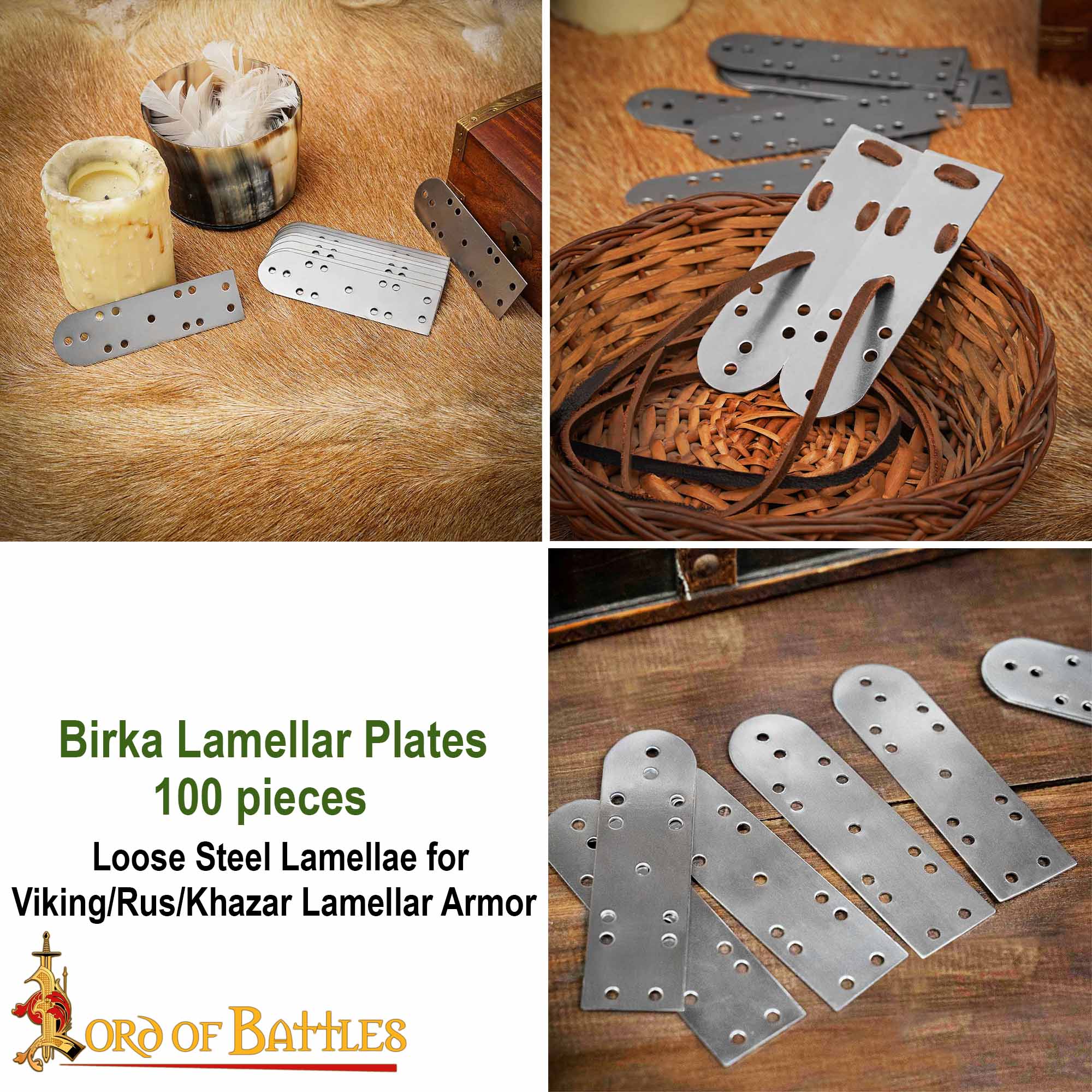 Set de 100 láminas lamelares Birka de acero para armadura vikinga, Rus o khazar - imagen 8