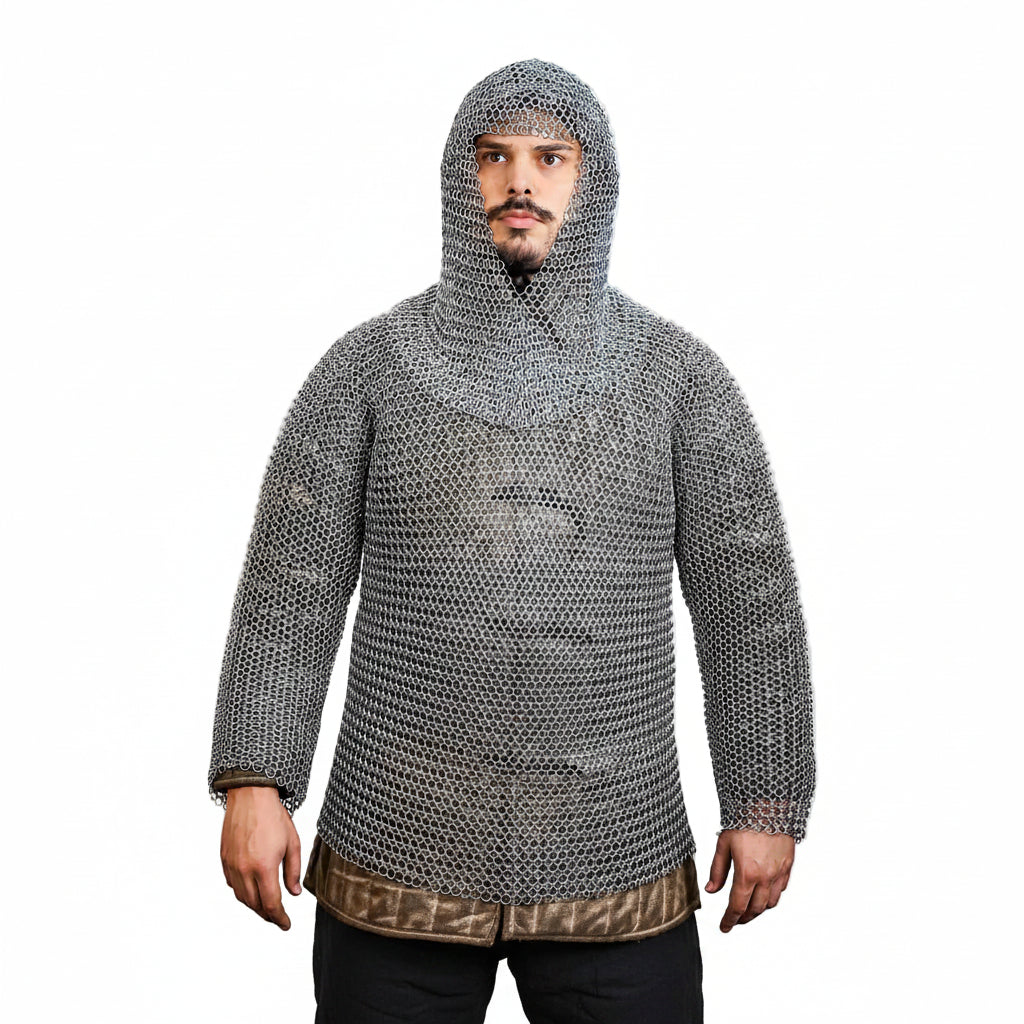 Capucha y camisa de malla (anillas 10 mm) - acero calibre 16