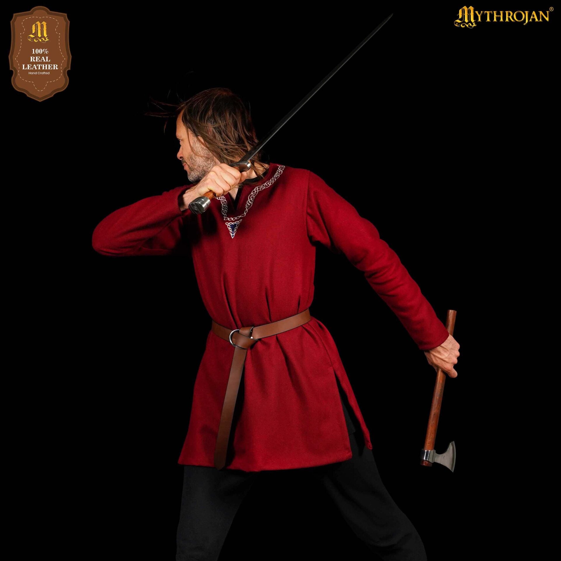 Cinturón medieval de cuero con anilla (hecho a mano) - imagen 8