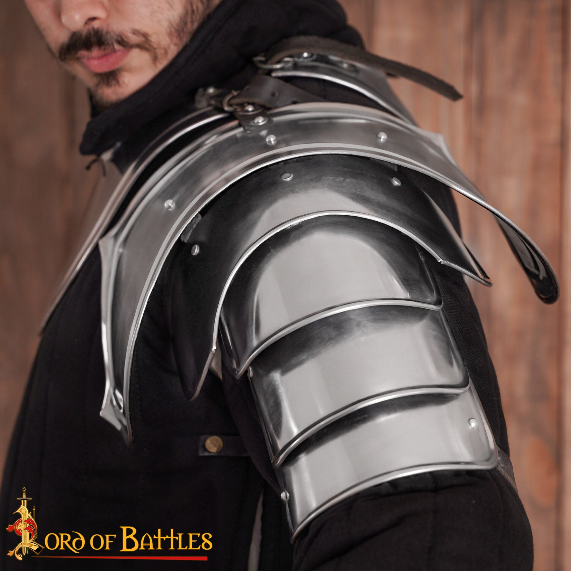 Hombreras de caballero medieval articuladas, acero calibre 18 - imagen 6