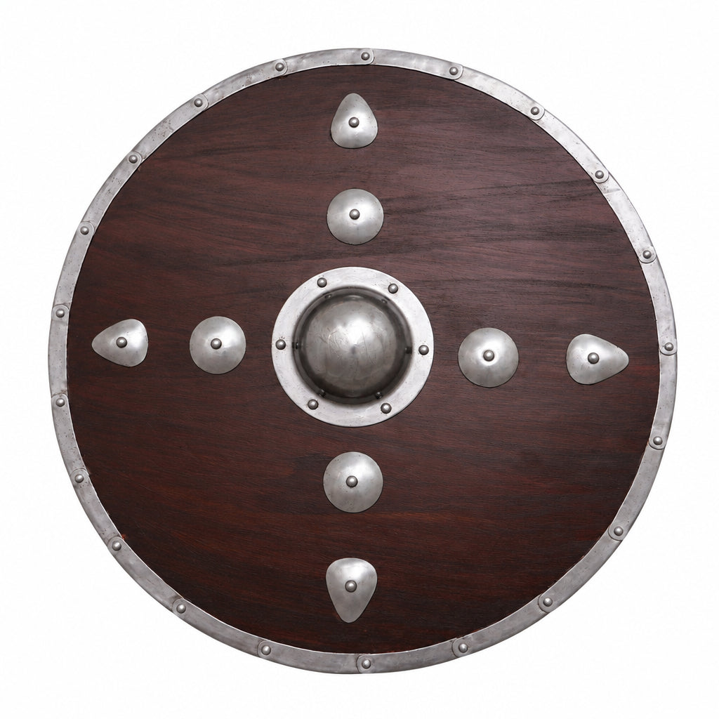 Imagen única de: Escudo Redondo Vikingo - Escudo de Madera de 30 Pulgadas con Umbo y Mango de Acero