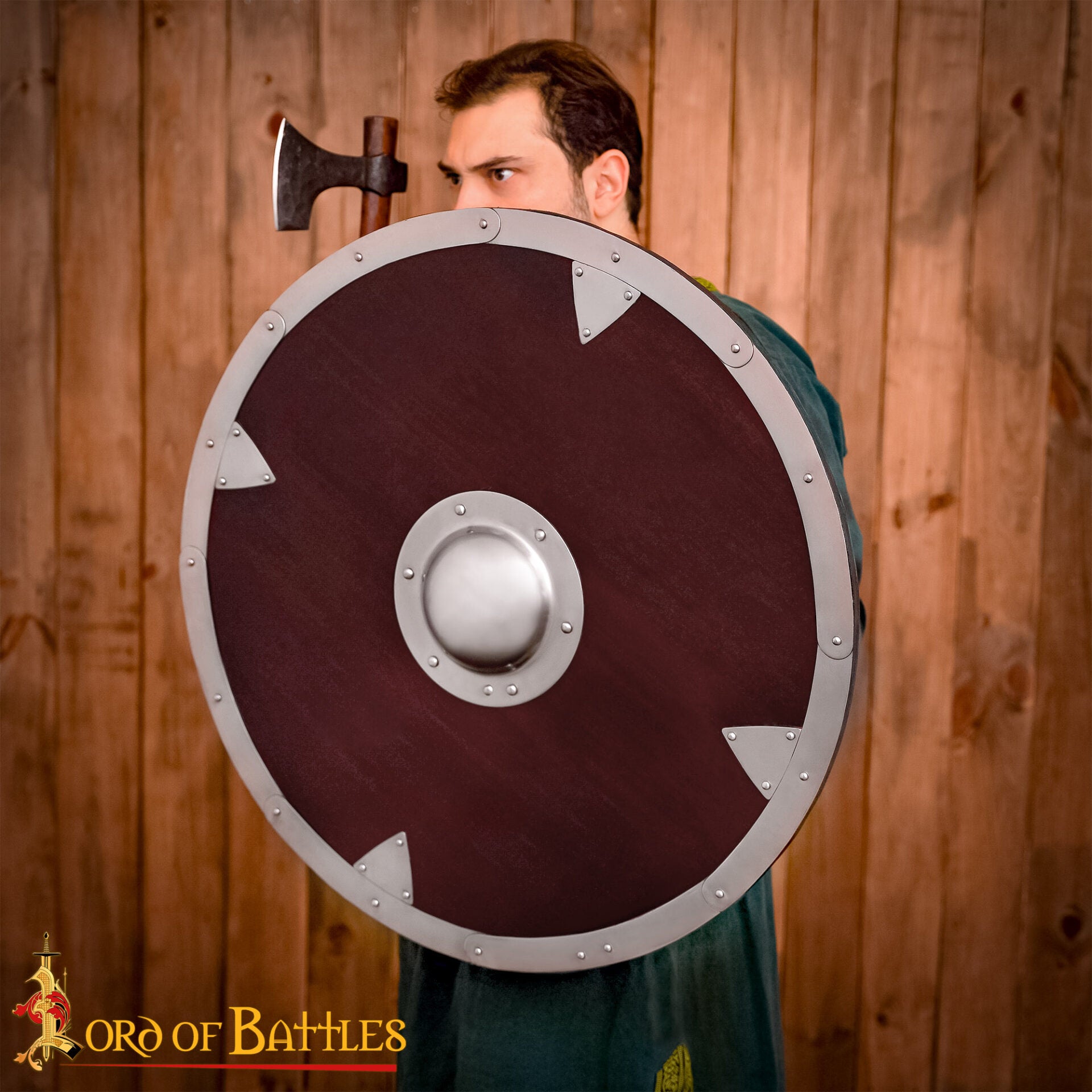 Imagen única de: Escudo vikingo de madera funcional para recreación histórica - imagen 5