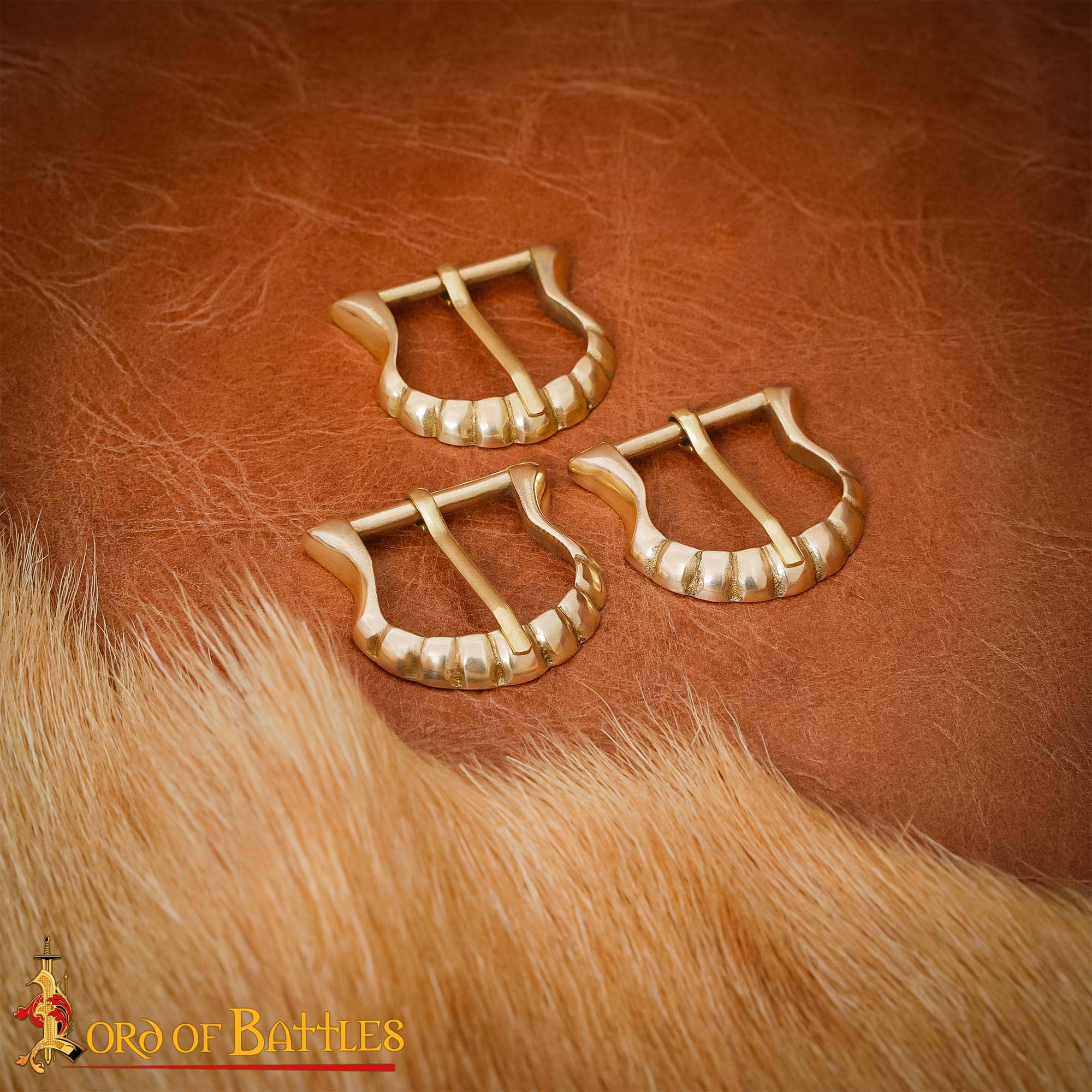 Set de 3 hebillas medievales de latón macizo para cinturones 2 cm - imagen 19