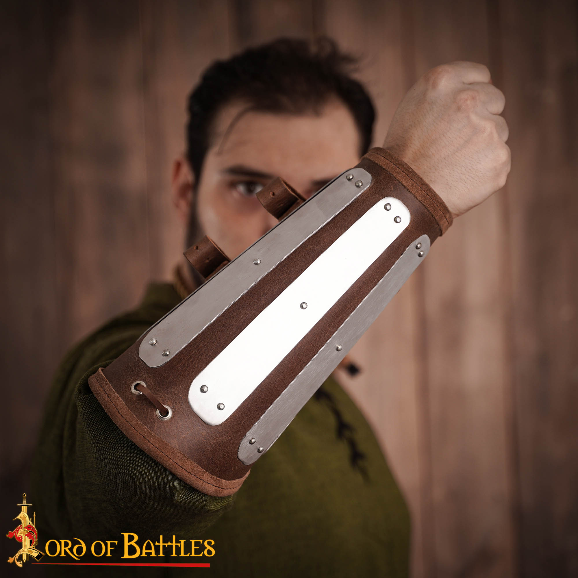 Vambreras medievales de cuero con placas de acero, ajustables - imagen 20