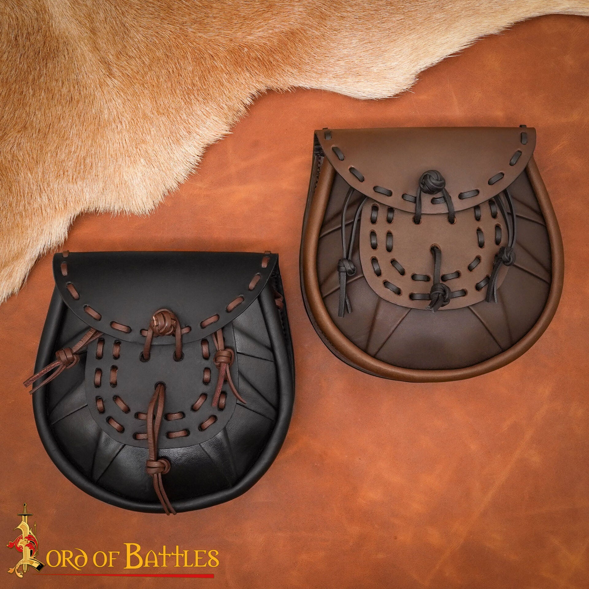 Sporran medieval con borlas atadas - Negro - imagen 6
