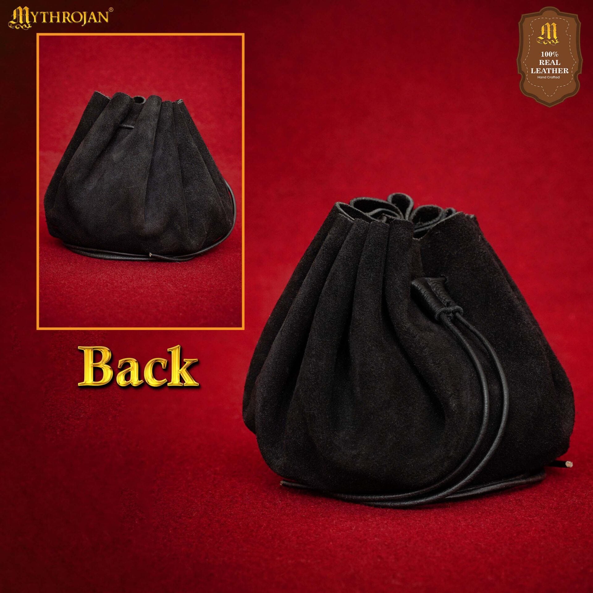 Imagen única de: Bolsa medieval de ante con cordón para monedas y dados