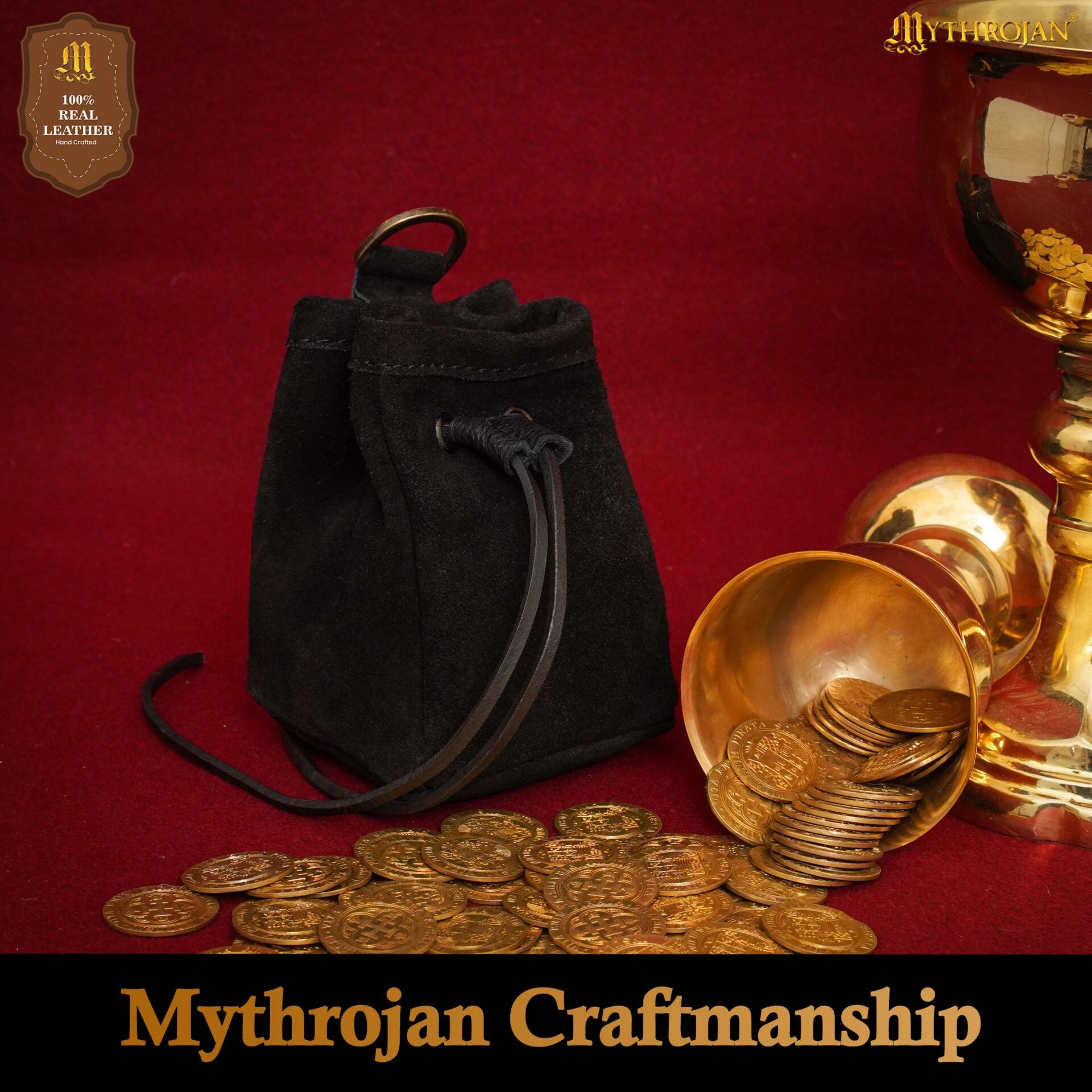 Bolsa de cinturón medieval con cordón, gamuza 5×4 - imagen 12