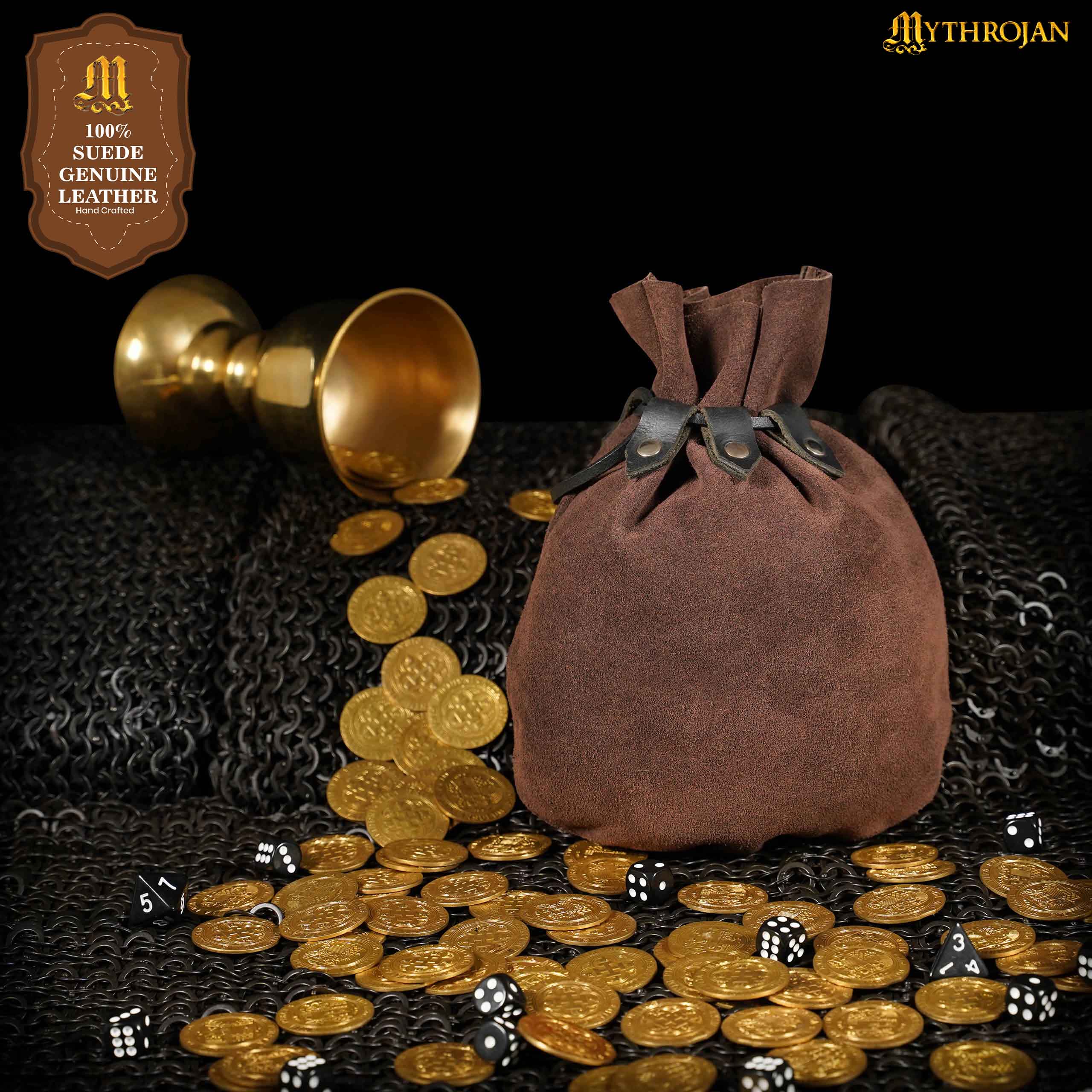 Bolsa de serraje medieval con cordón, monedero renacentista - imagen 16