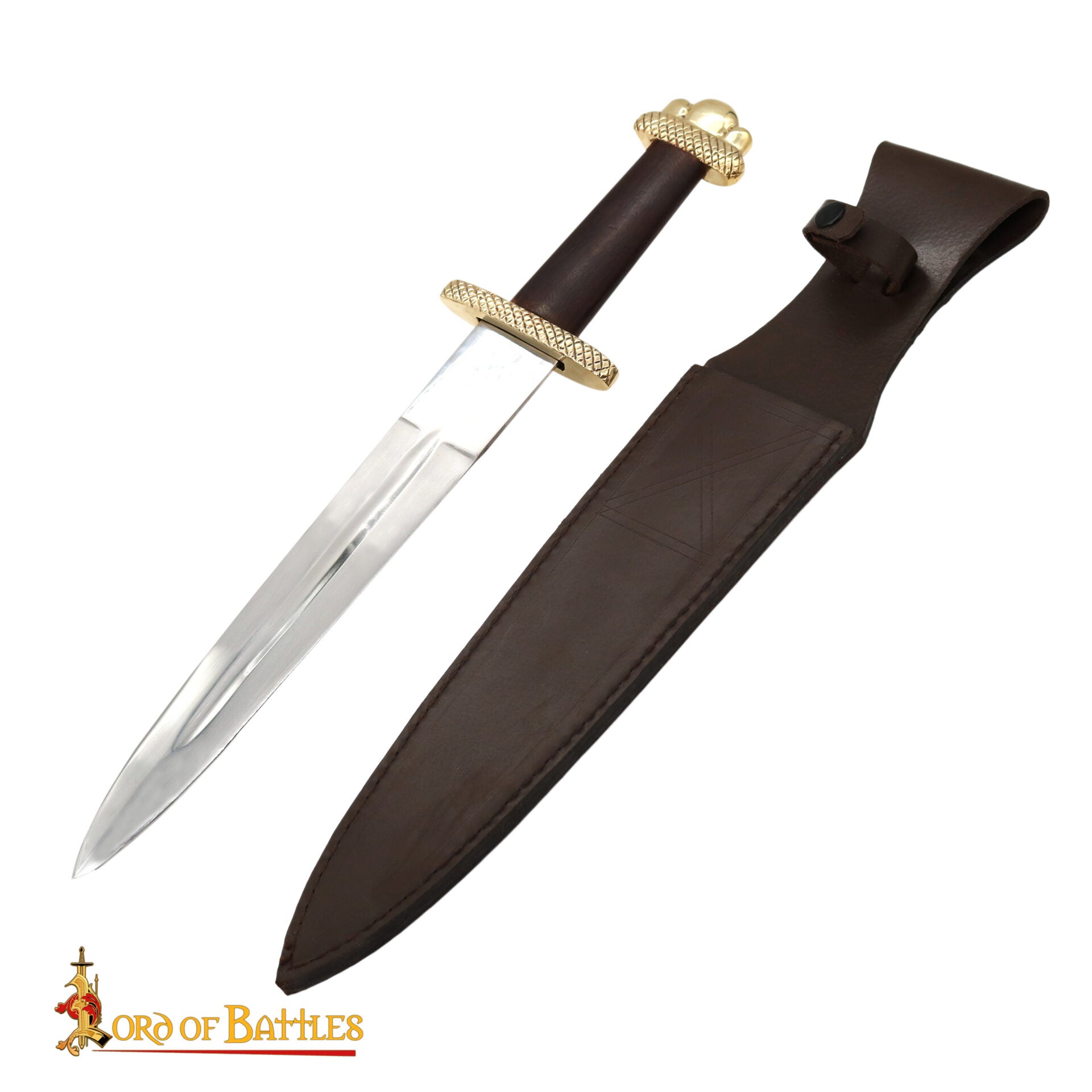 Imagen única de: Daga Vikinga con Penacho Trilobulado de Latón Macizo Puro
