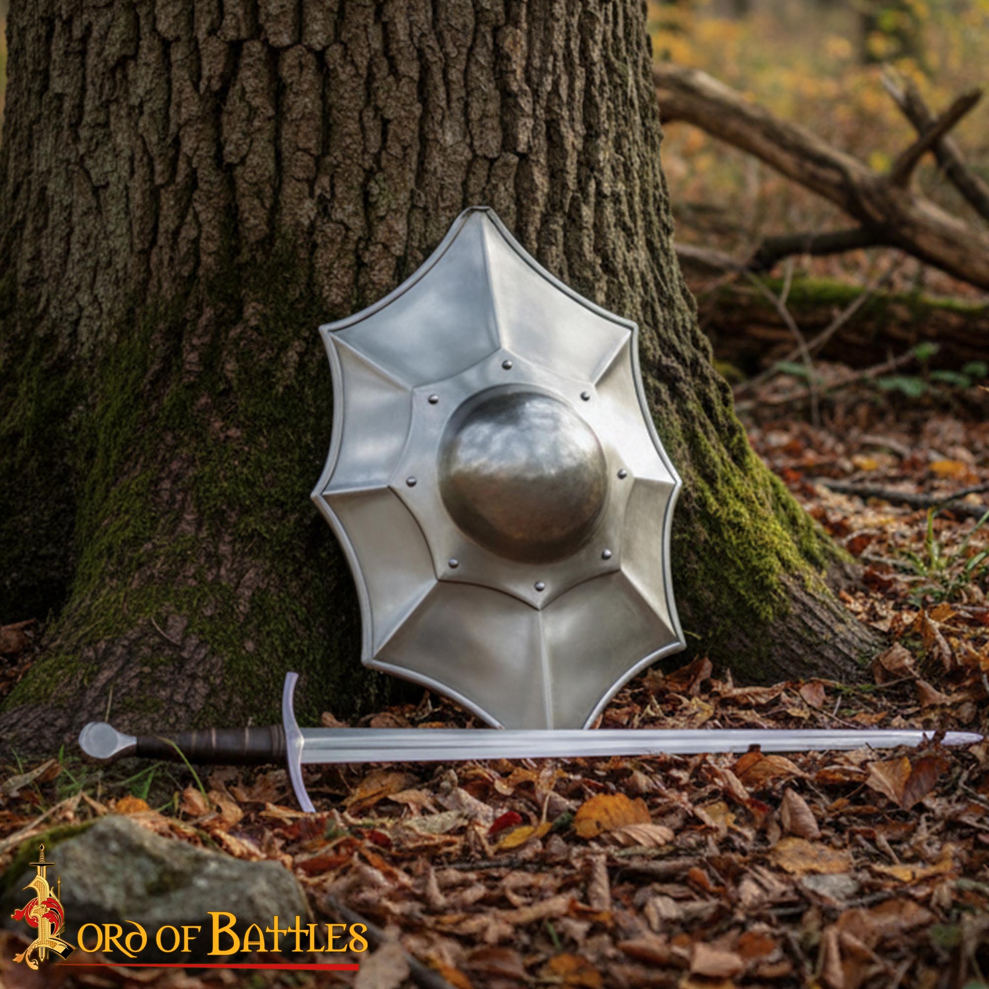 Buckler Talhoffer — Escudo hoja de acebo en acero calibre 16 - imagen 7