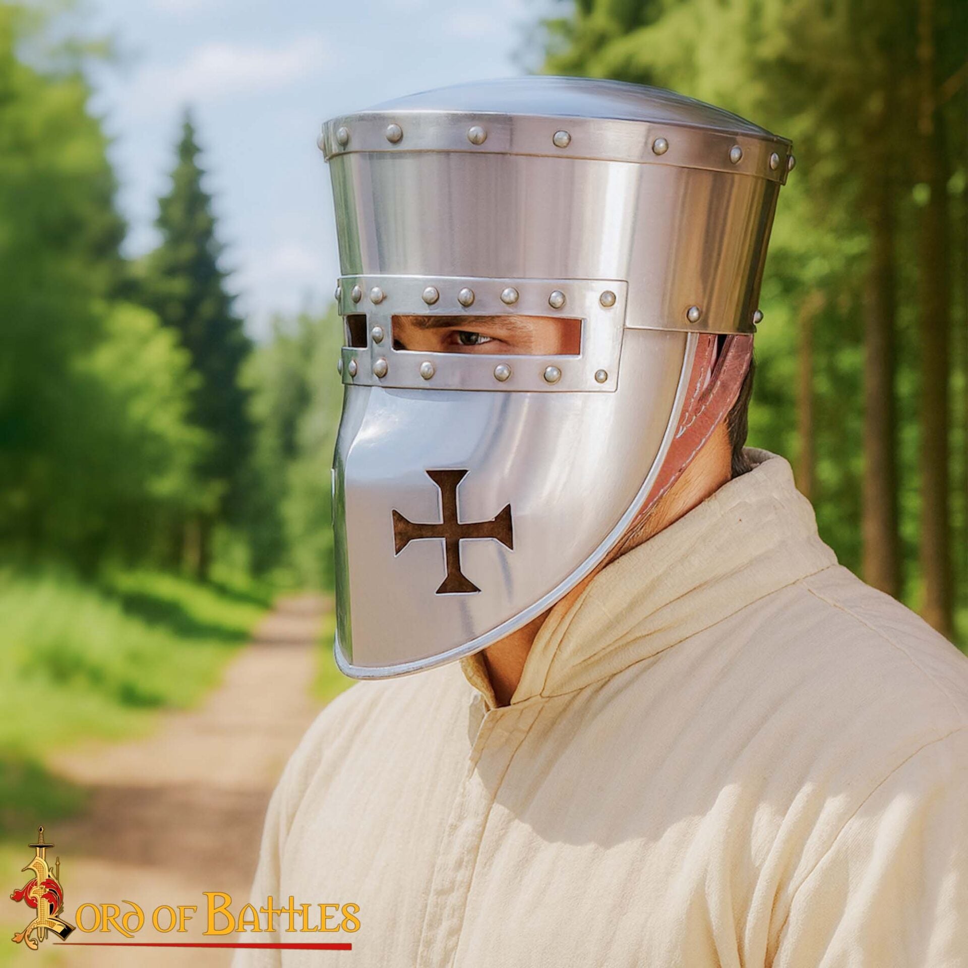 Gran yelmo templario — yelmo de caballero medieval - imagen 6
